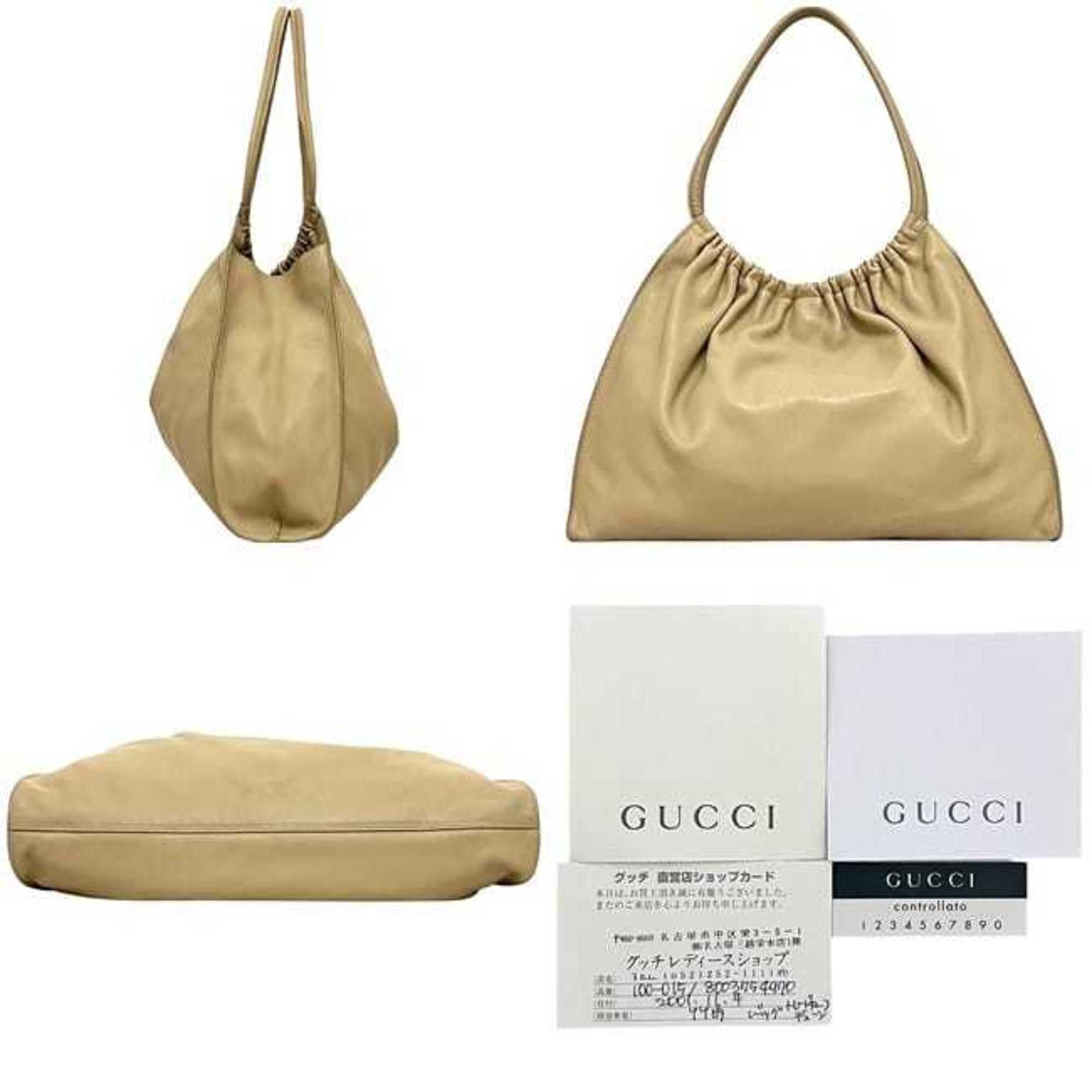 Gucci Gucci tote bag ec-24528 beige 100-015 8003754970 leather 001 4332 00 2404 GUCCI gathered cream women's Size ONE SIZE - 3 Thumbnail