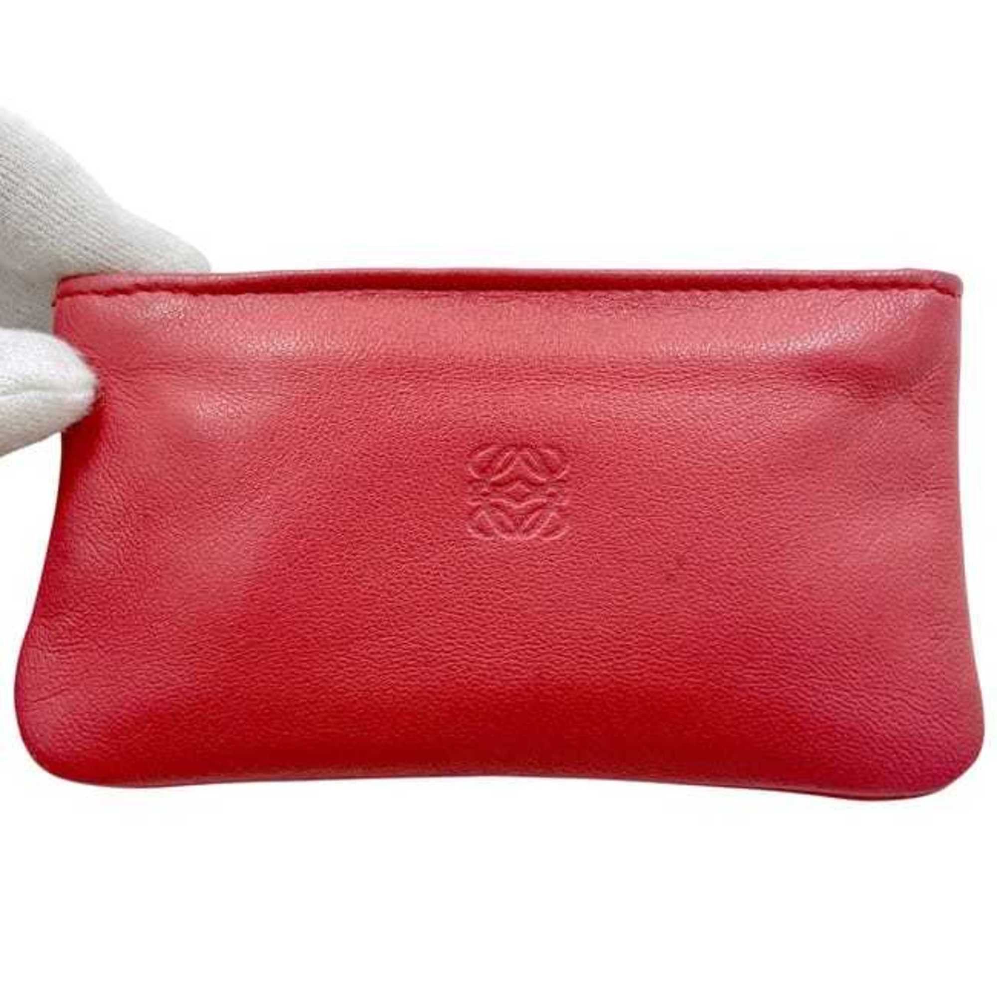 Loewe Loewe coin case ec-24509, red Anagram pouch, leather, nappa men's and women's, engraved Size ONE SIZE - 6 Thumbnail