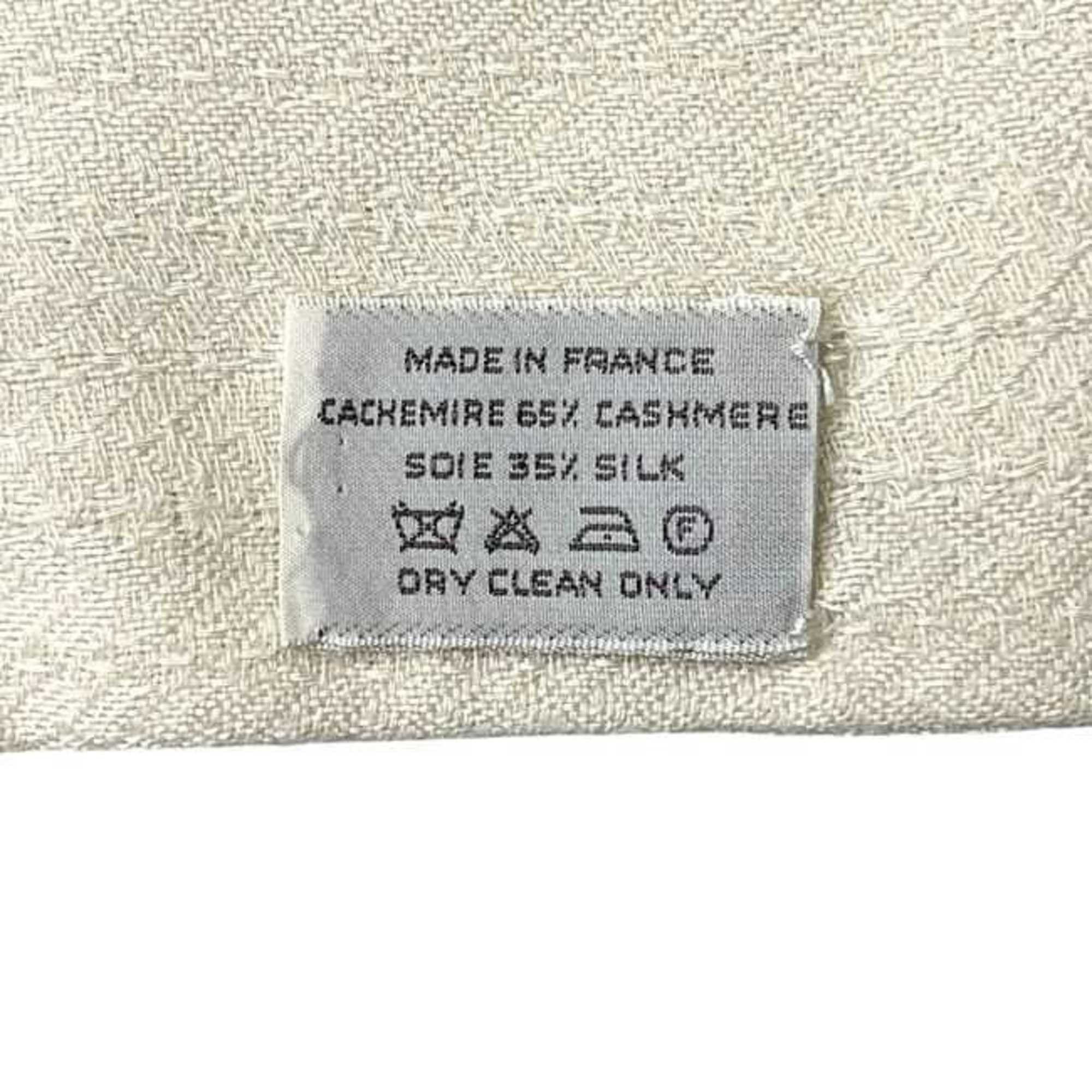 Hermes Hermes Hermès Stole ec-24555 White/Beige Libris Cashmere 65% Silk 35% White Women's Men's Knee Scarf Size ONE SIZE - 7 Thumbnail