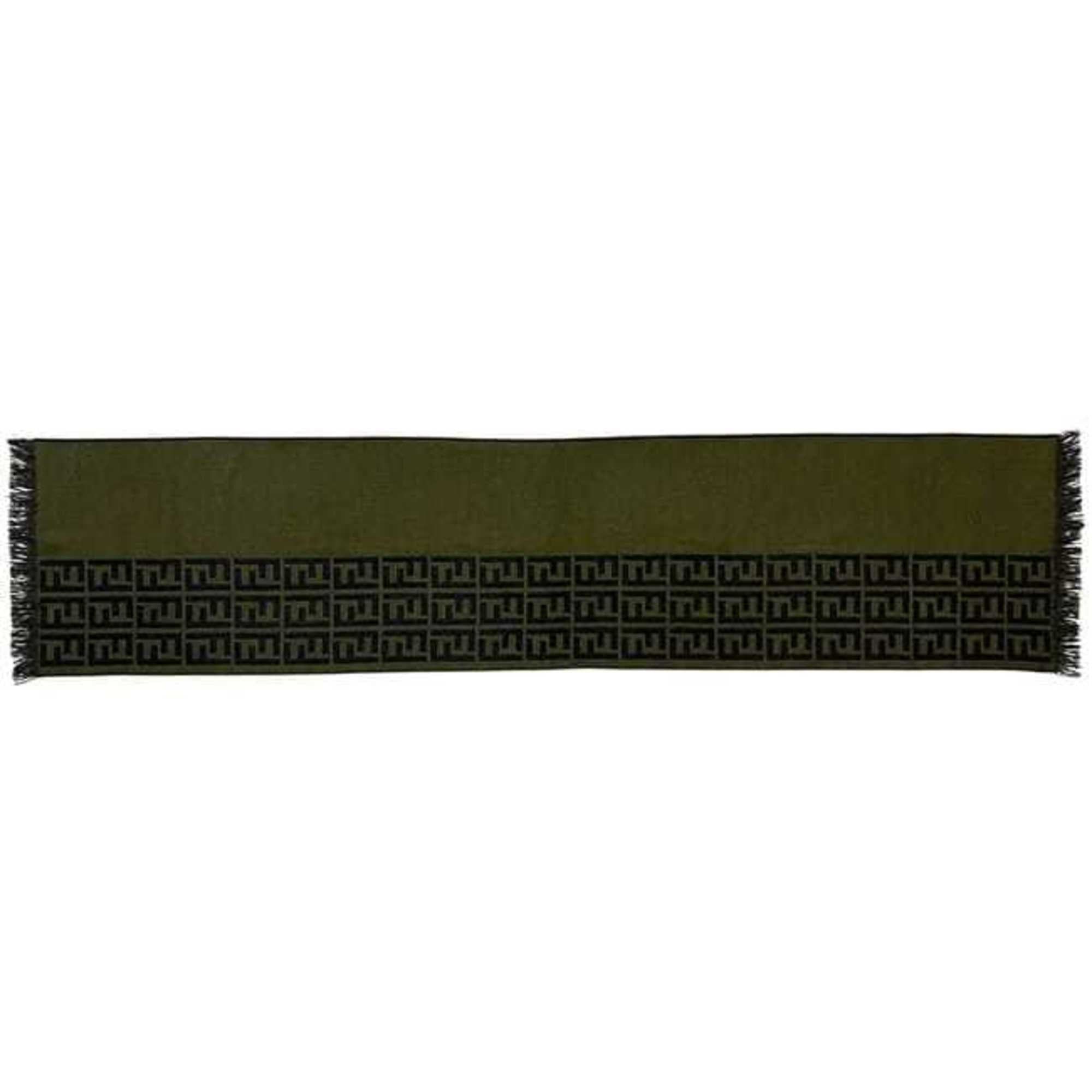 Fendi Fendi scarf ec-24554 khaki green Zucca wool 100% FENDI FF stole, lap blanket, men's and women's scarf, Size ONE SIZE - 3 Thumbnail
