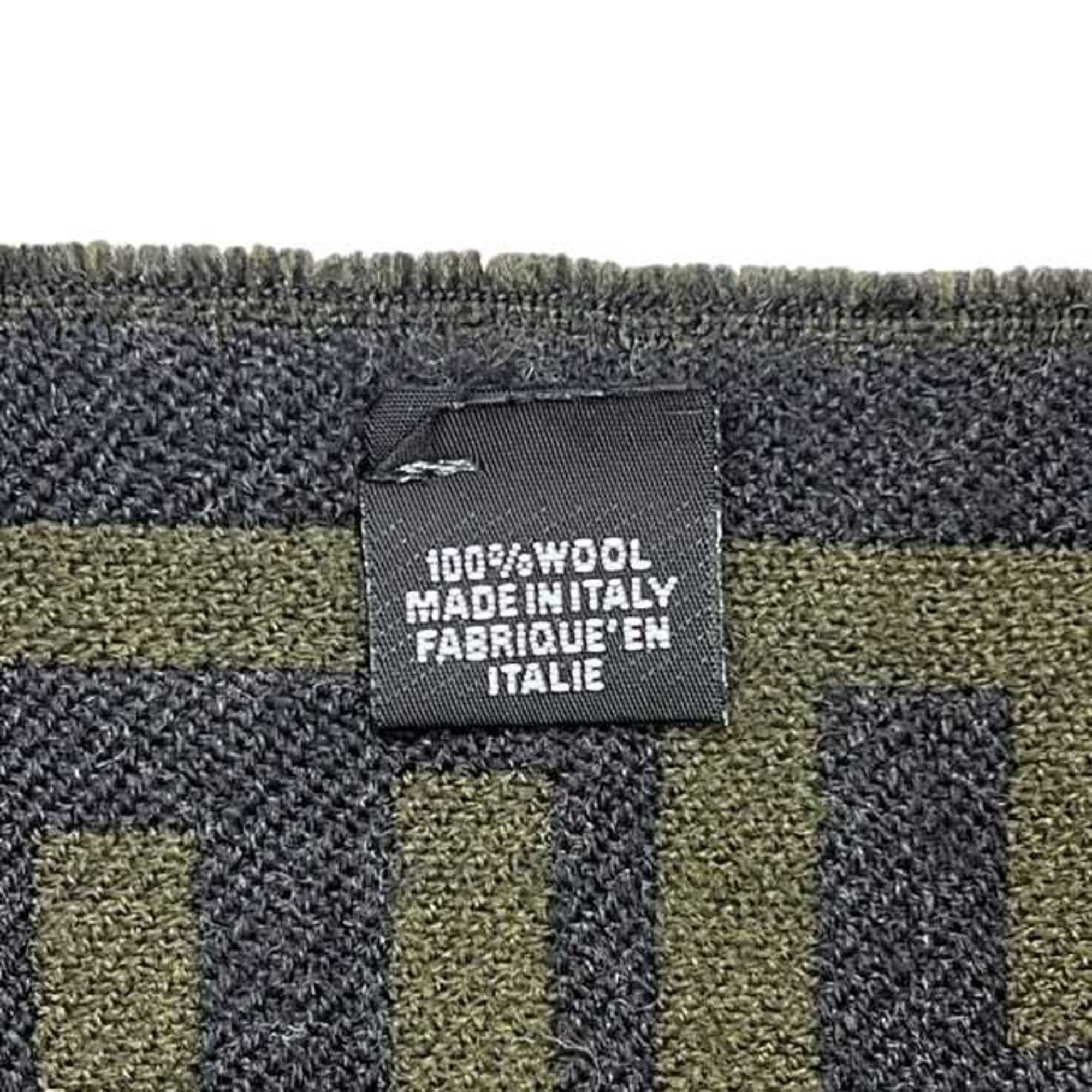 Fendi Fendi scarf ec-24554 khaki green Zucca wool 100% FENDI FF stole, lap blanket, men's and women's scarf, Size ONE SIZE - 11 Thumbnail