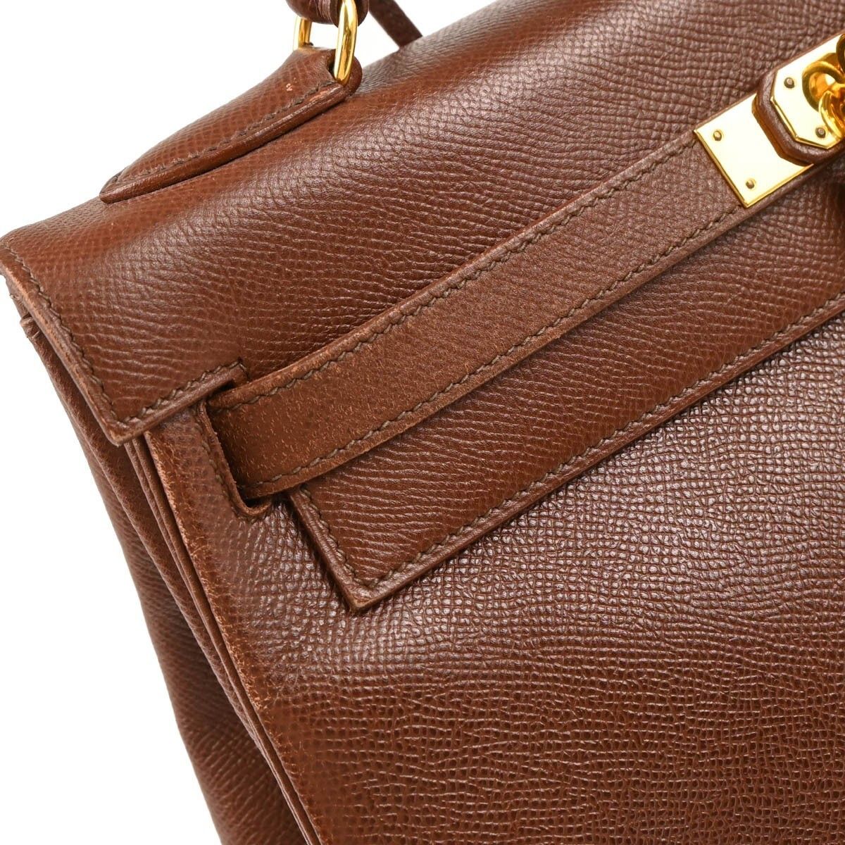 Hermes Hermes Kelly Handbag Brown Courchevel with Gold Hardware Size ONE SIZE - 8 Thumbnail