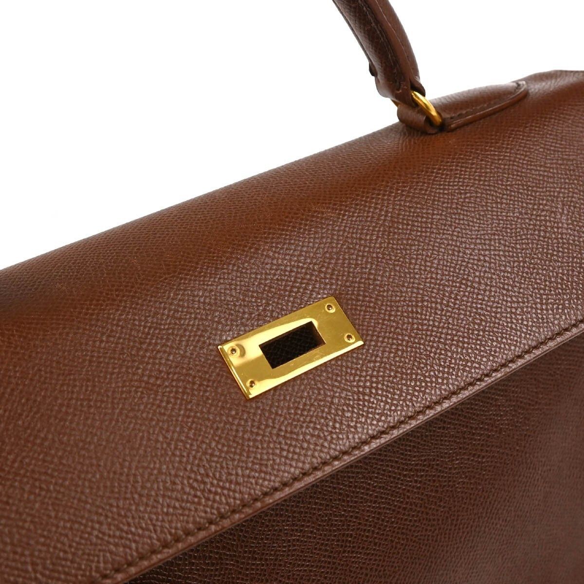 Hermes Hermes Kelly Handbag Brown Courchevel with Gold Hardware Size ONE SIZE - 9 Thumbnail