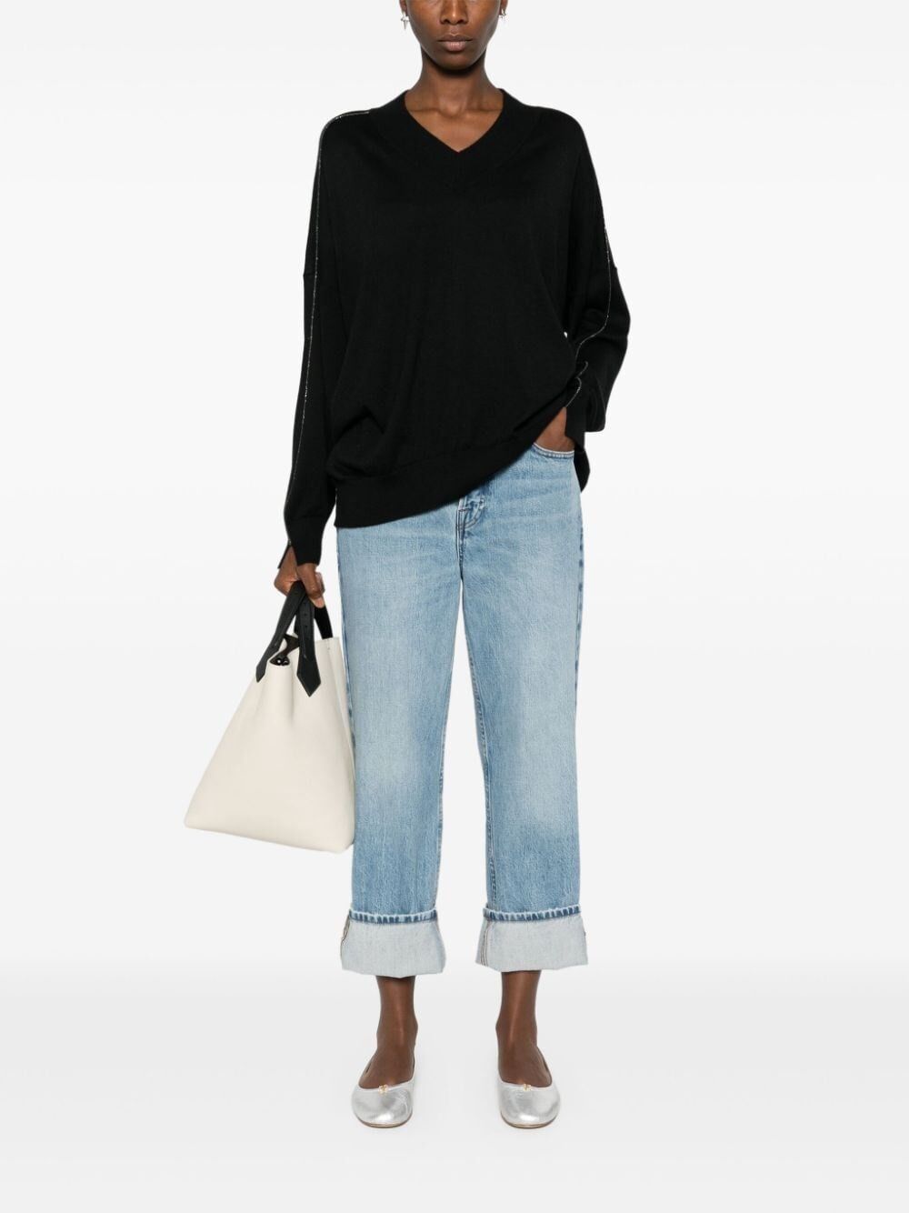 Brunello Cucinelli Long Sleeve V-Neck Sweater Size XL / US 12-14 / IT 48-50 - 2 Thumbnail
