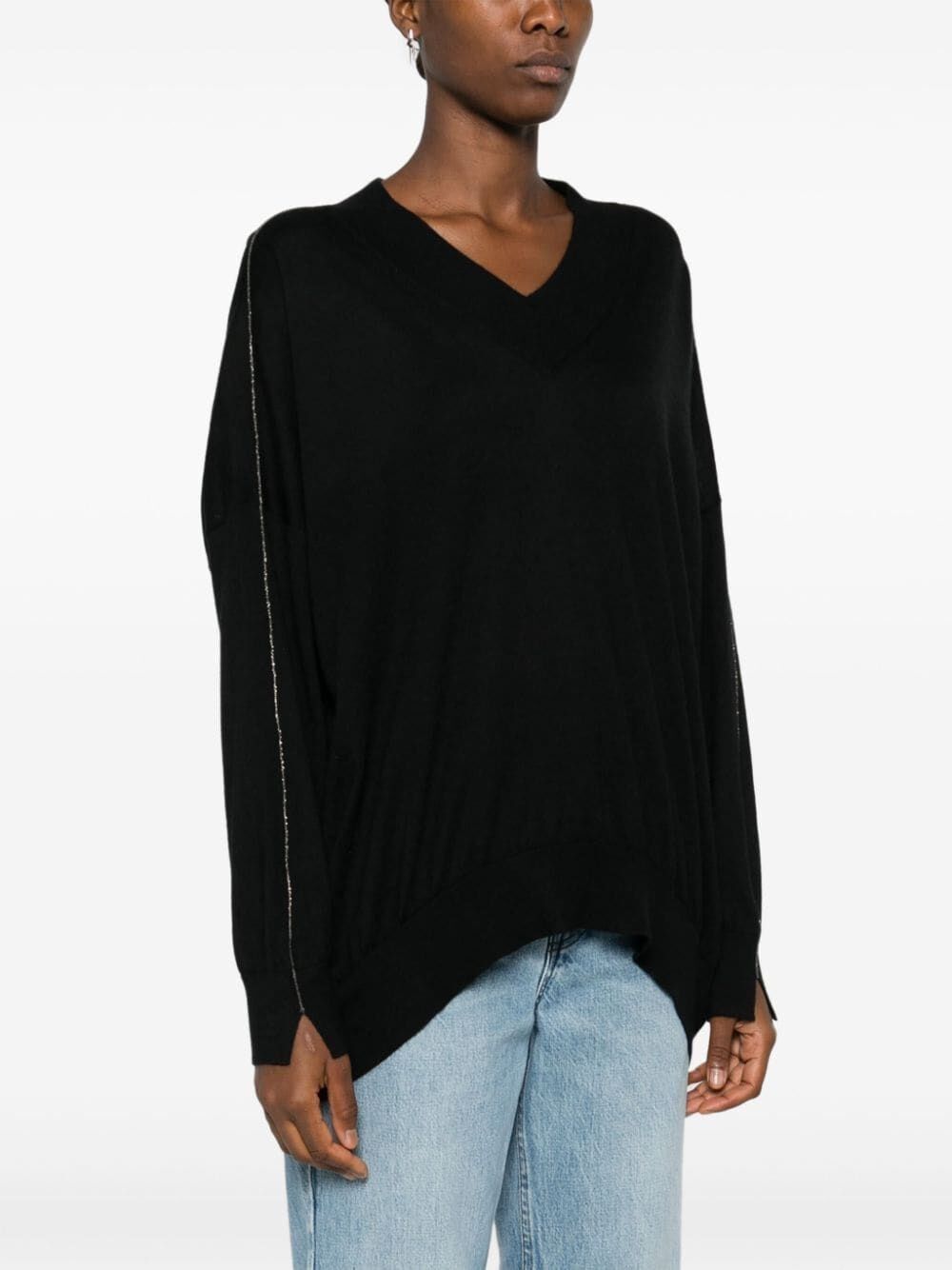 Brunello Cucinelli Long Sleeve V-Neck Sweater Size XL / US 12-14 / IT 48-50 - 4 Thumbnail