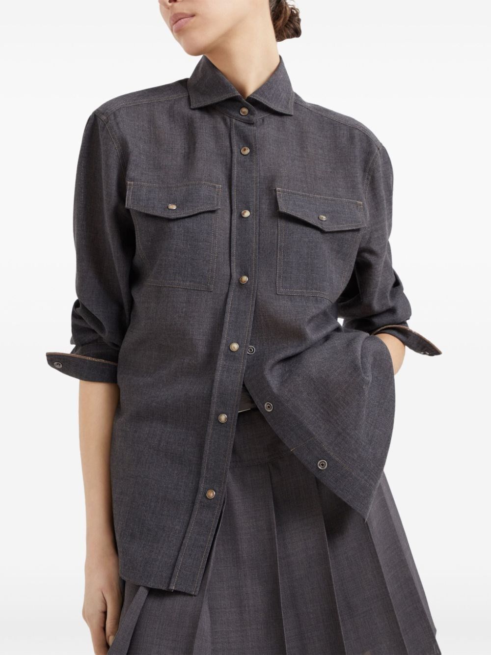 Brunello Cucinelli Long Sleeve Shirt Size L / US 10 / IT 46 - 6 Thumbnail