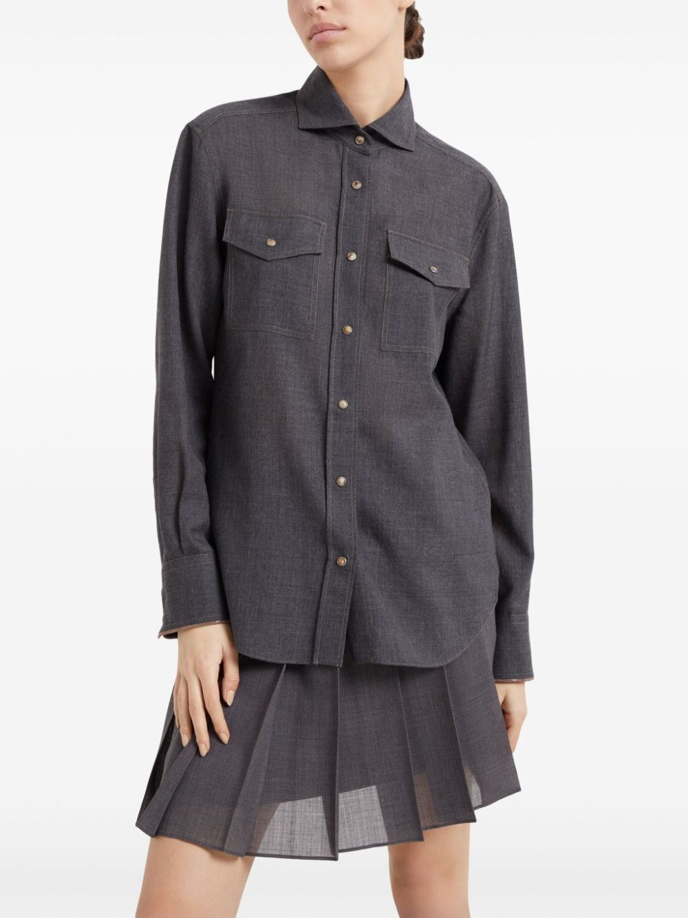 Brunello Cucinelli Long Sleeve Shirt Size L / US 10 / IT 46 - 2 Thumbnail