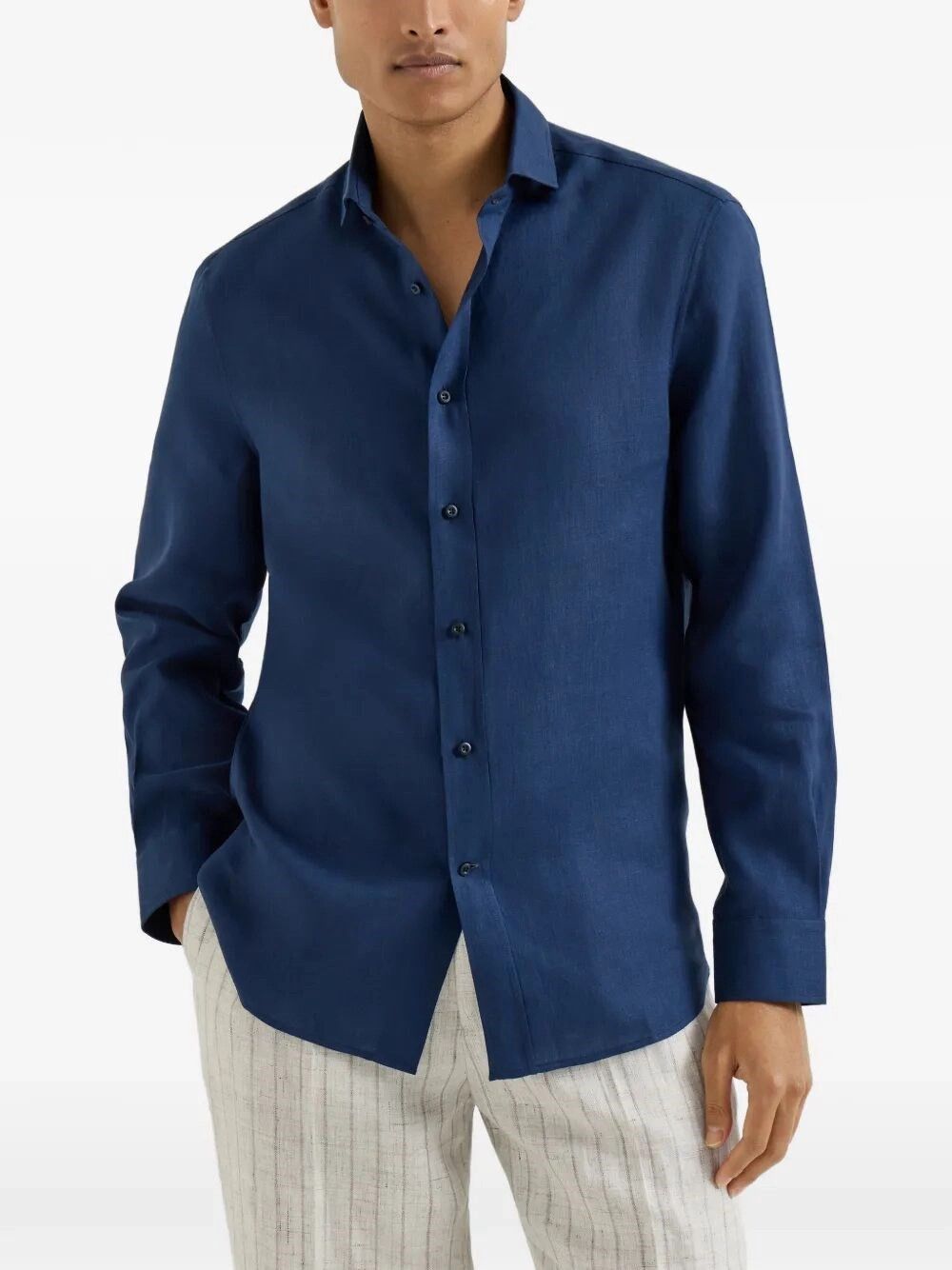 Brunello Cucinelli Linen Shirt Size US L / EU 52-54 / 3 - 2 Thumbnail