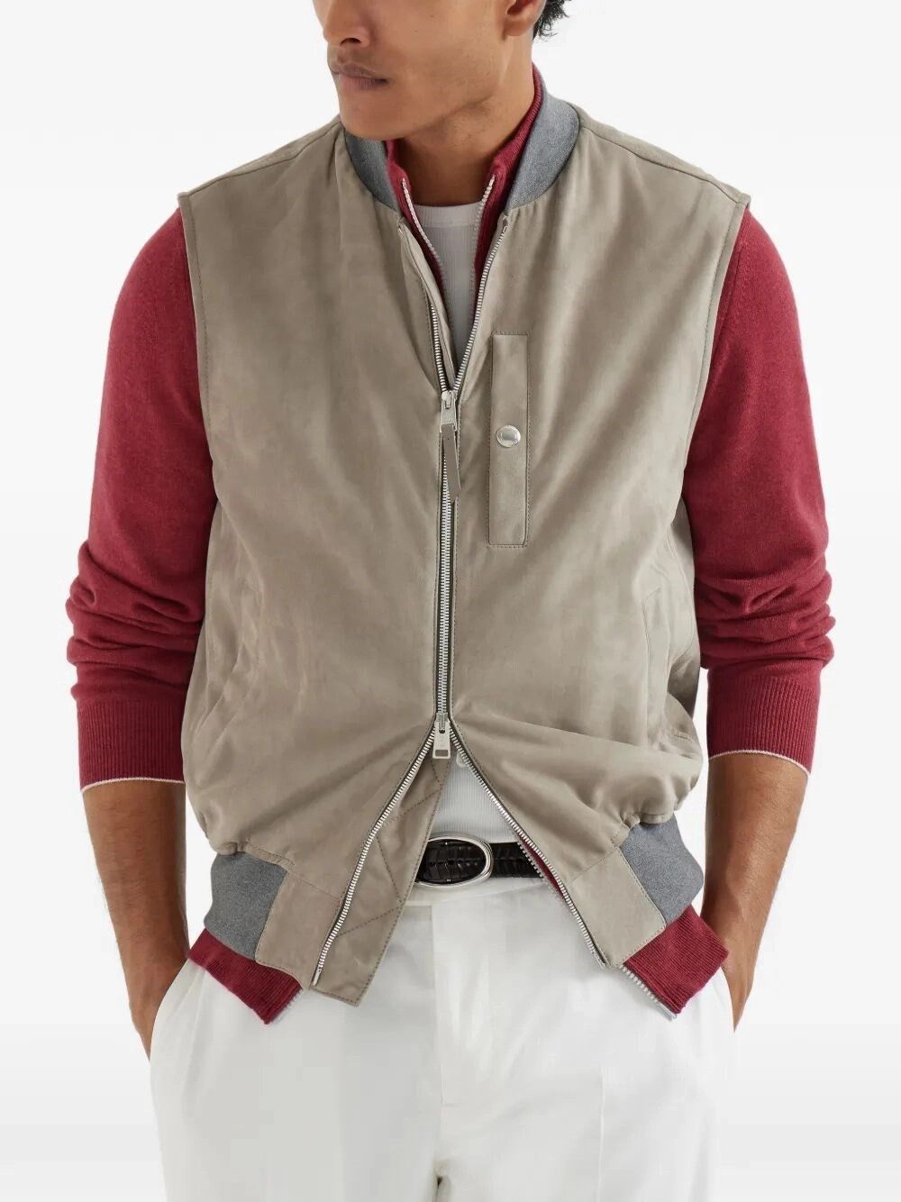 Brunello Cucinelli Sleeveless Leather Jacket Size US S / EU 44-46 / 1 - 4 Thumbnail