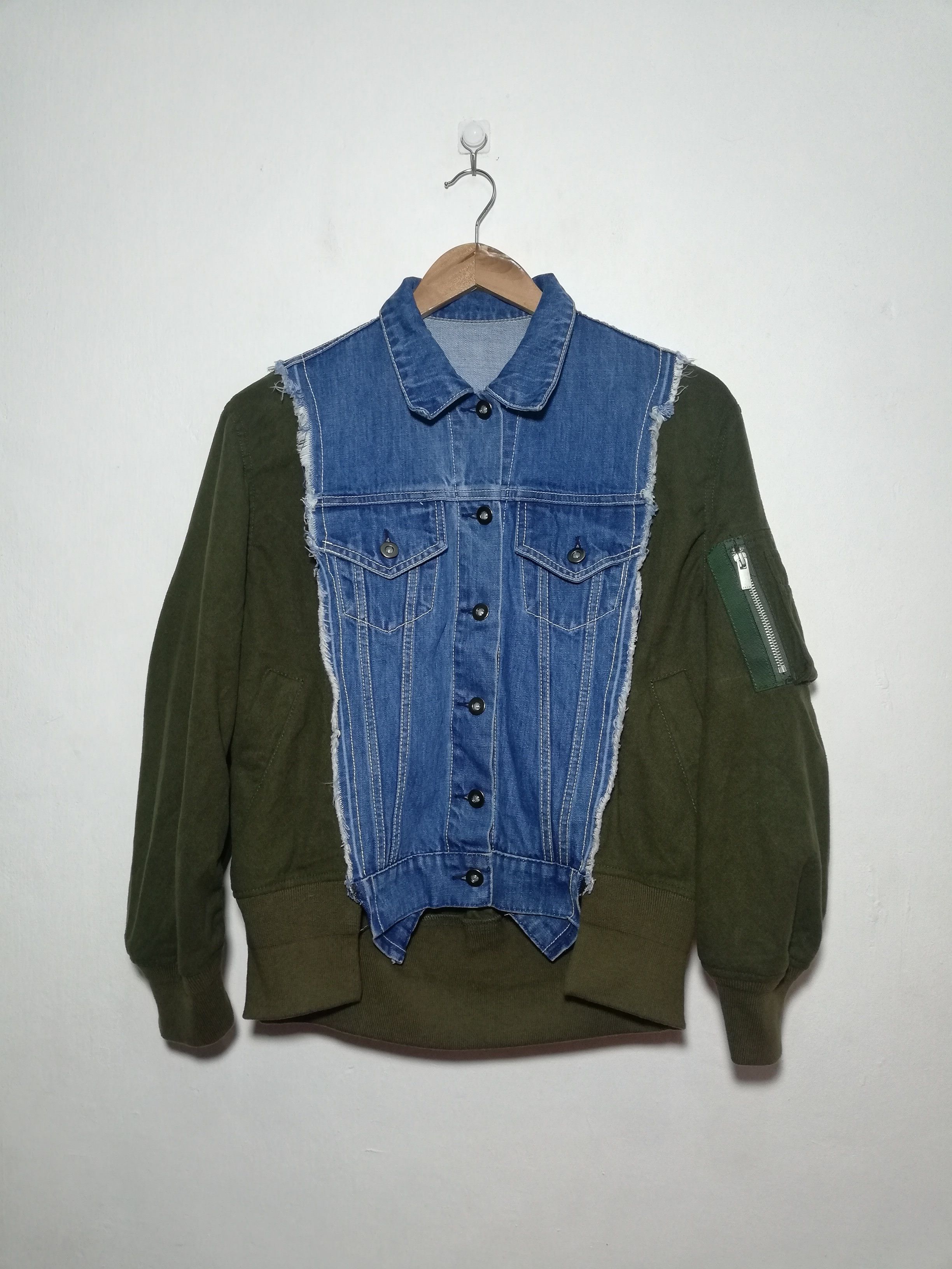Sacai Denim Paneled Wool Twill Bomber Jacket Grailed