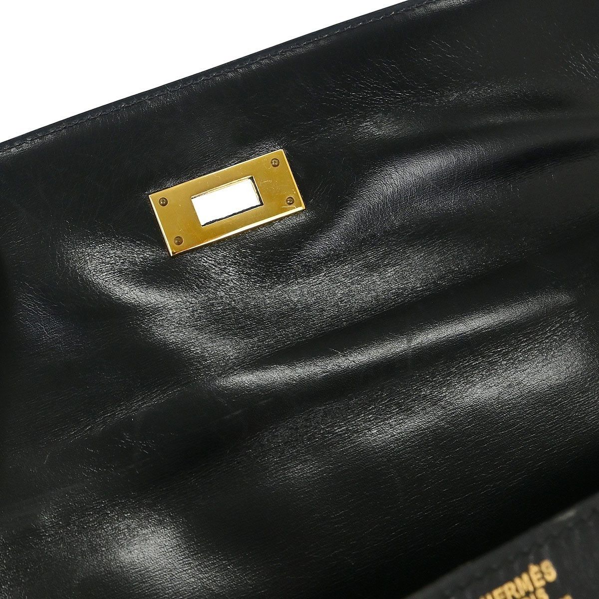 Hermes Hermes Kelly Handbag Black Box Calf with Gold Hardware Size ONE SIZE - 9 Thumbnail