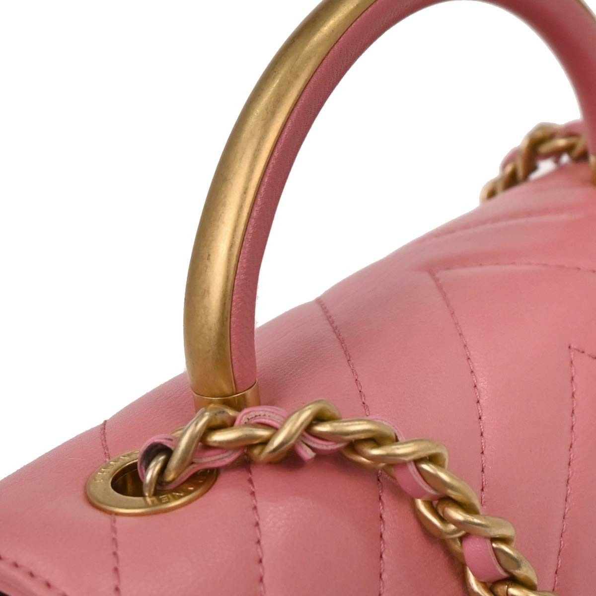 Chanel Chanel CC Metal Top Handle Flap Bag Chevron Calfskin Size ONE SIZE - 6 Thumbnail