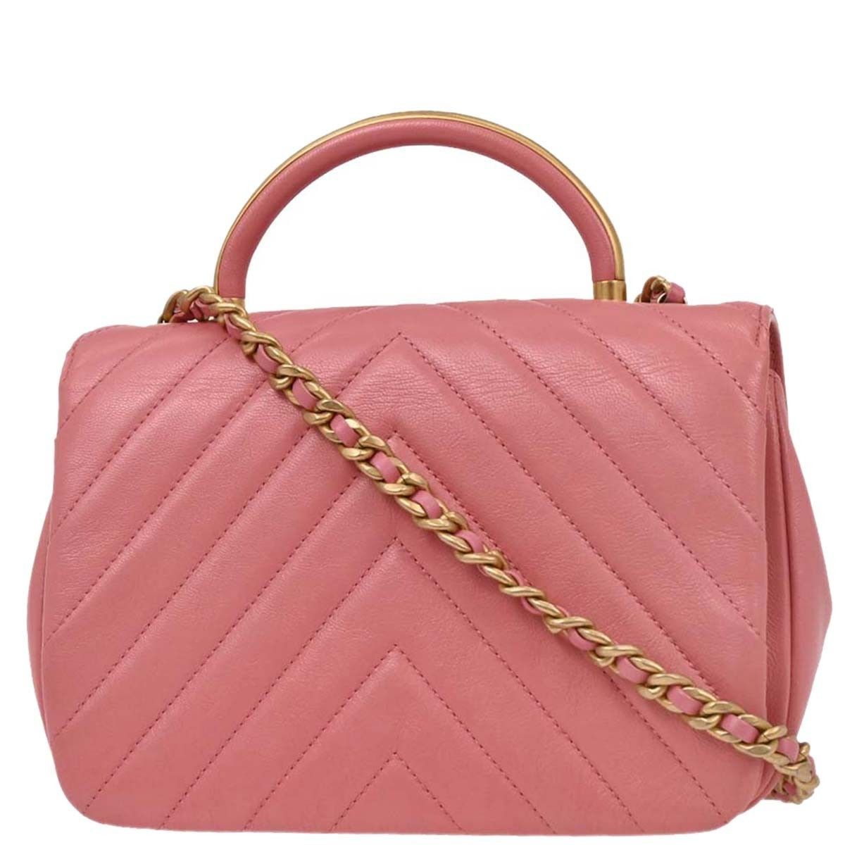 Chanel Chanel CC Metal Top Handle Flap Bag Chevron Calfskin Size ONE SIZE - 2 Thumbnail