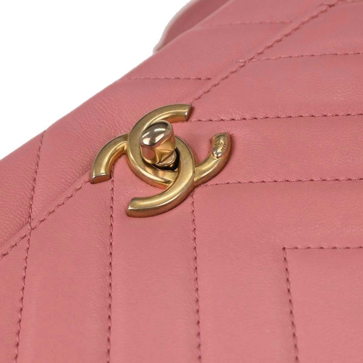 Chanel Chanel CC Metal Top Handle Flap Bag Chevron Calfskin Size ONE SIZE - 9 Thumbnail