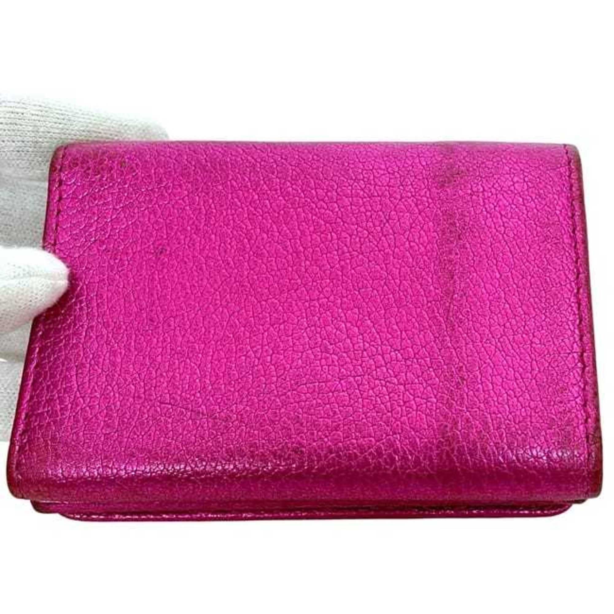 Balenciaga Balenciaga Tri-fold Wallet ec-24584 Pink Everyday 551921 5660 X 527538 Leather BALENCIAGA Compact Mini Folding Men's Women's Metallic Size ONE SIZE - 9 Thumbnail