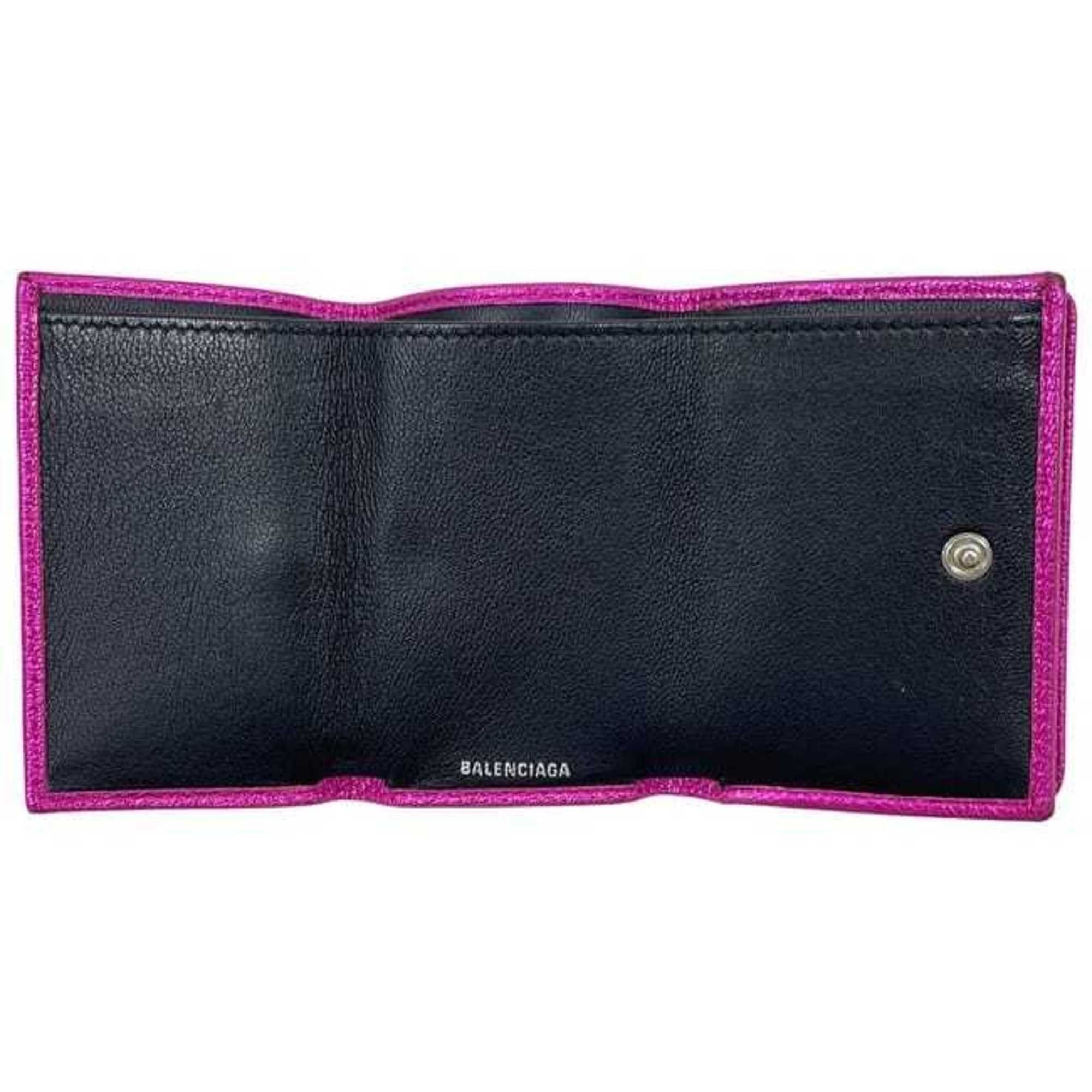Balenciaga Balenciaga Tri-fold Wallet ec-24584 Pink Everyday 551921 5660 X 527538 Leather BALENCIAGA Compact Mini Folding Men's Women's Metallic Size ONE SIZE - 5 Thumbnail