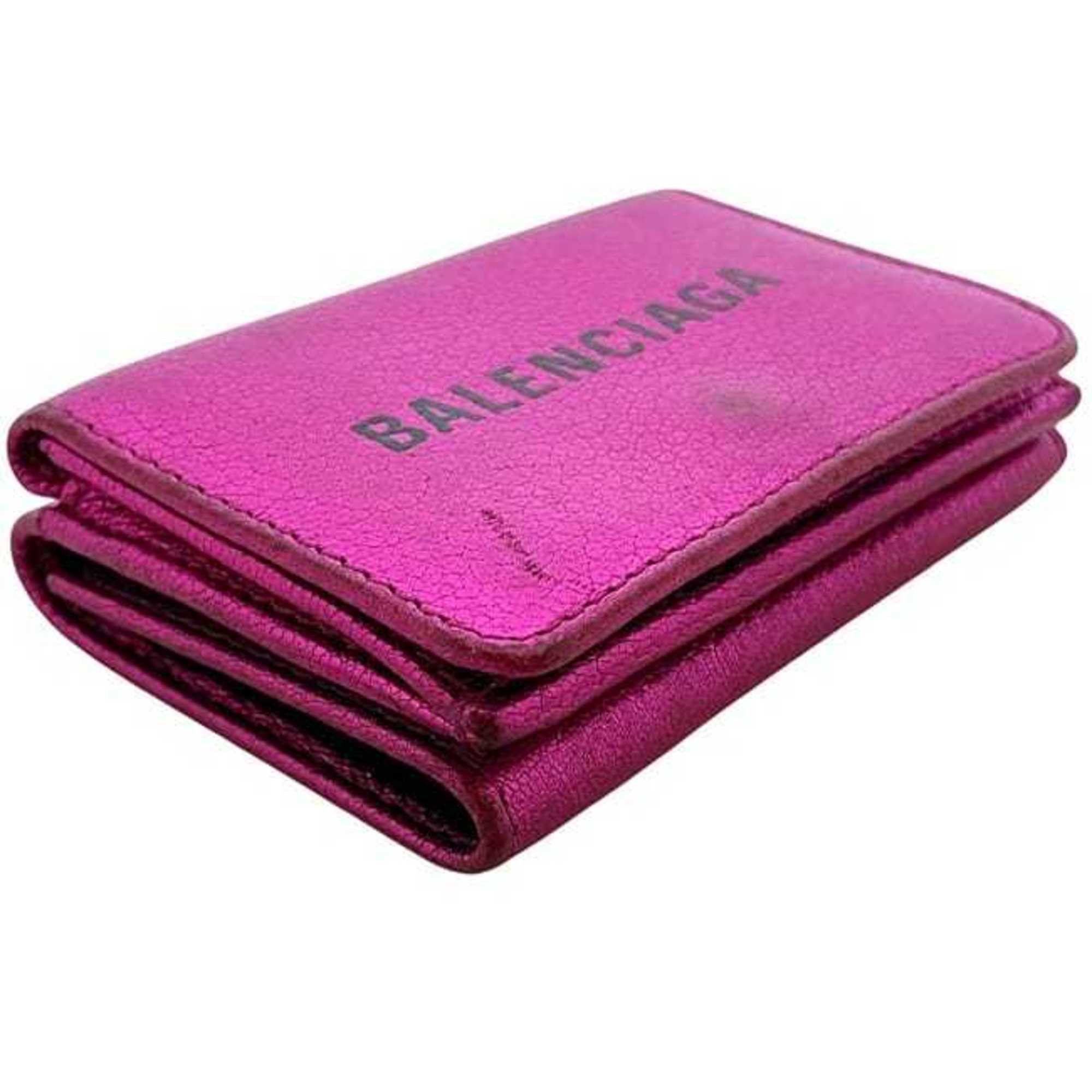 Balenciaga Balenciaga Tri-fold Wallet ec-24584 Pink Everyday 551921 5660 X 527538 Leather BALENCIAGA Compact Mini Folding Men's Women's Metallic Size ONE SIZE - 4 Thumbnail