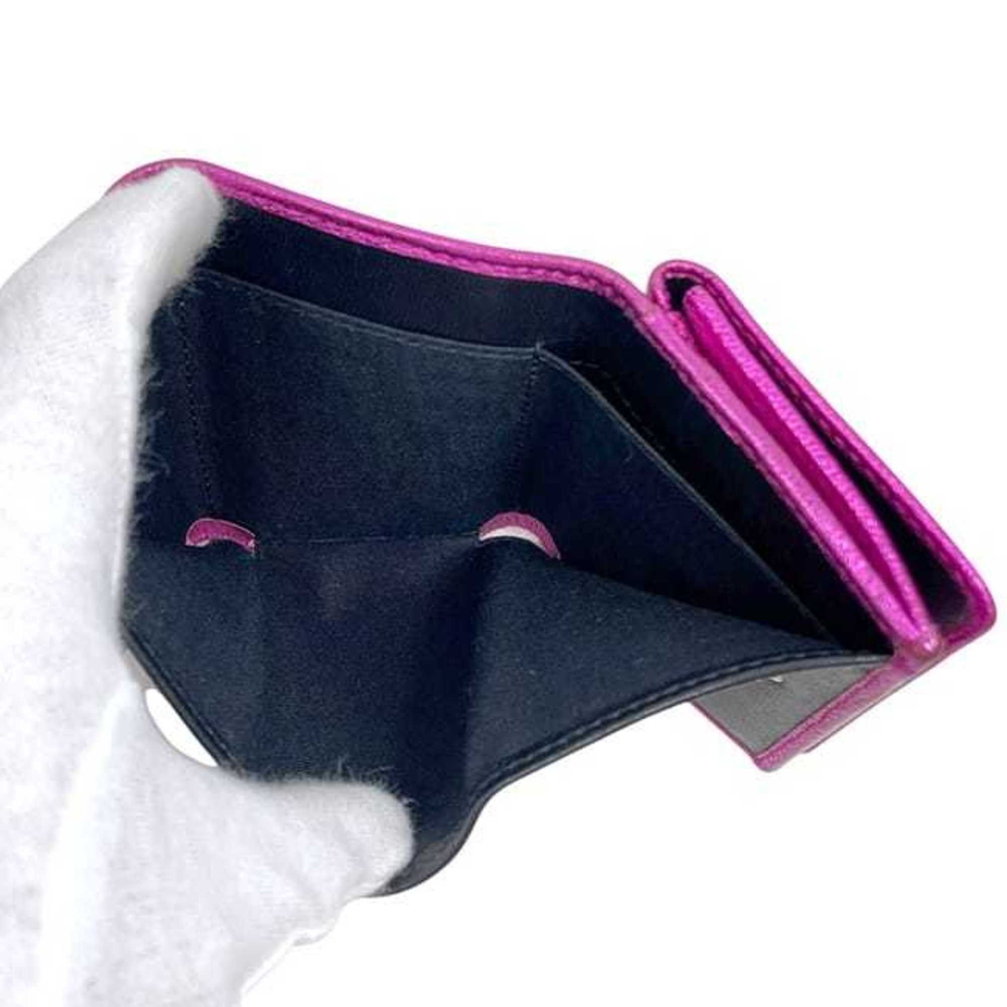 Balenciaga Balenciaga Tri-fold Wallet ec-24584 Pink Everyday 551921 5660 X 527538 Leather BALENCIAGA Compact Mini Folding Men's Women's Metallic Size ONE SIZE - 6 Thumbnail