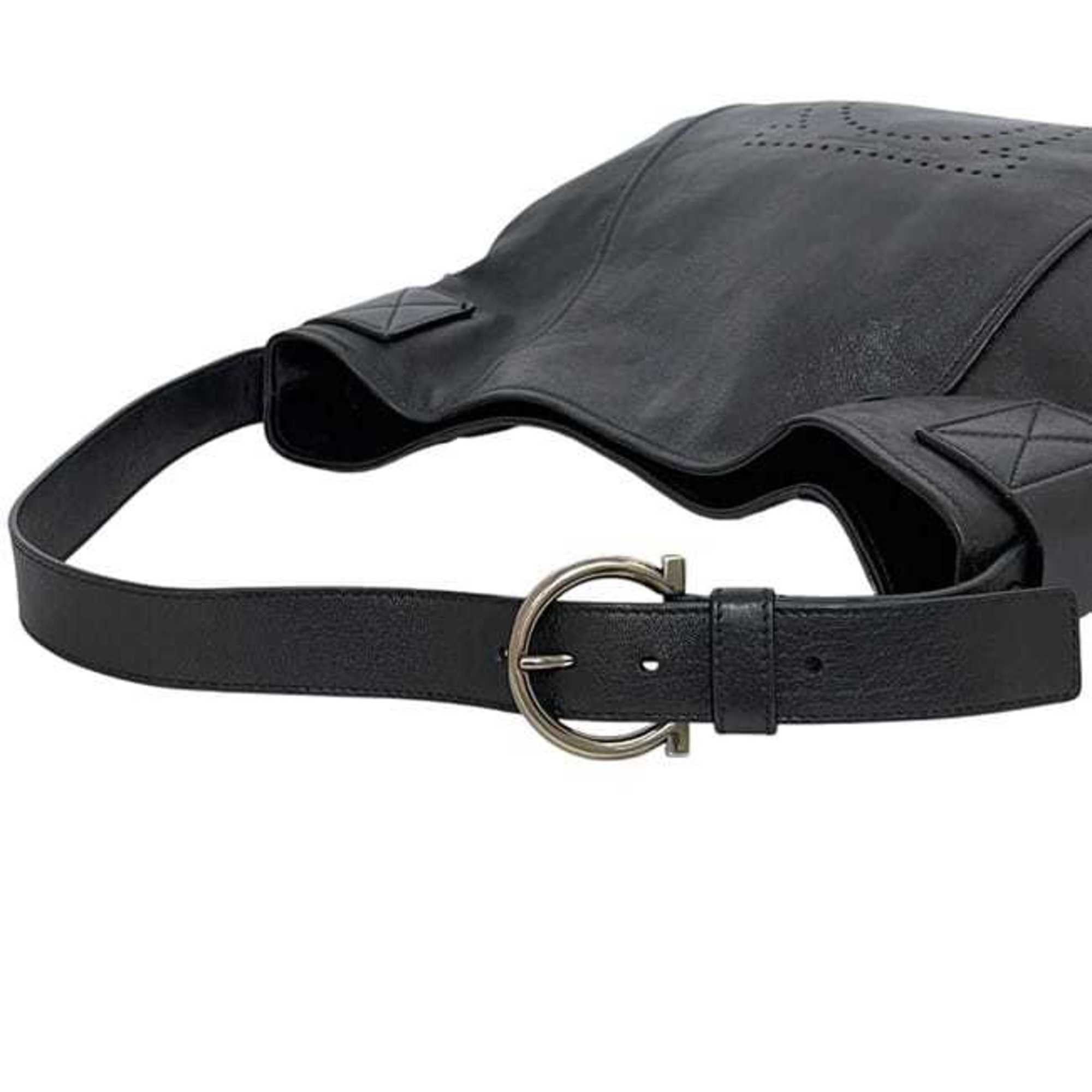 Salvatore Ferragamo Salvatore Ferragamo shoulder bag ec-24504 black Gancini FZ-21 A815 perforated leather Size ONE SIZE - 9 Thumbnail