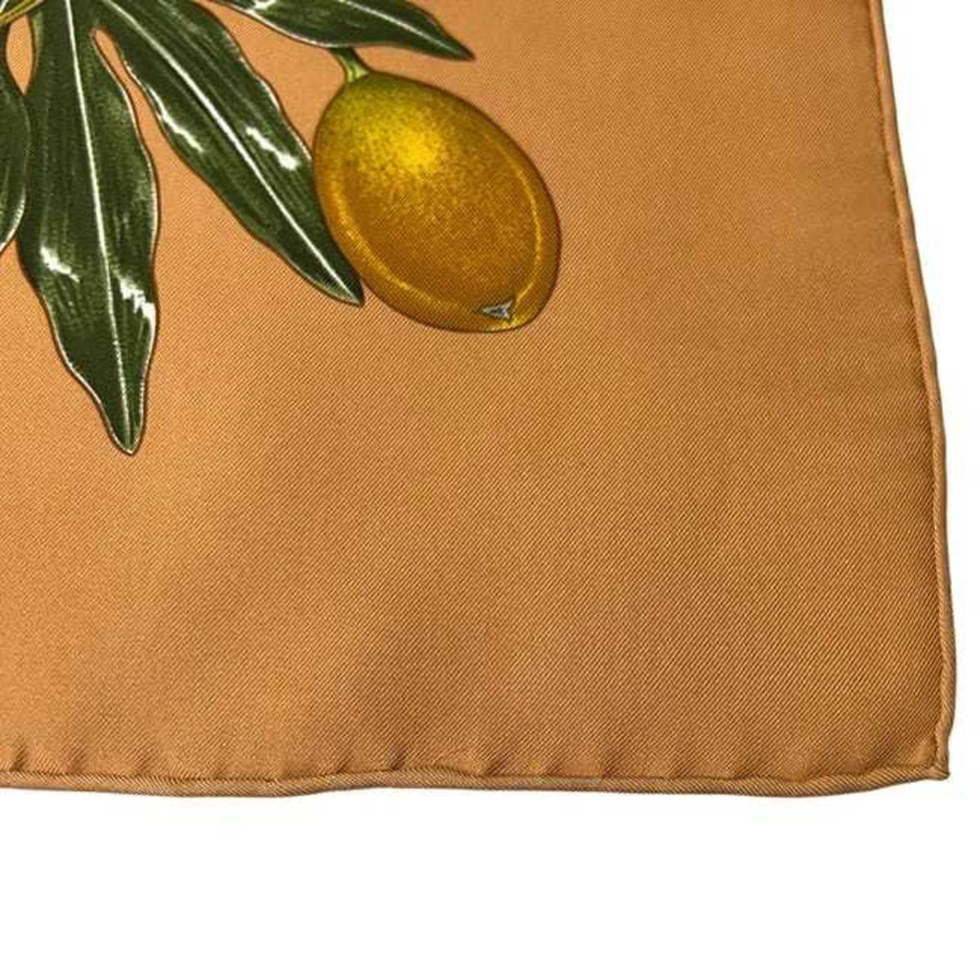 Hermes Hermes Hermès Carré 90 Scarf (ec-24547) in Orange Beige. PASSIFLORES. 100% Silk. Passion Fruit. Large. Available for Men and Women. Size ONE SIZE - 6 Thumbnail
