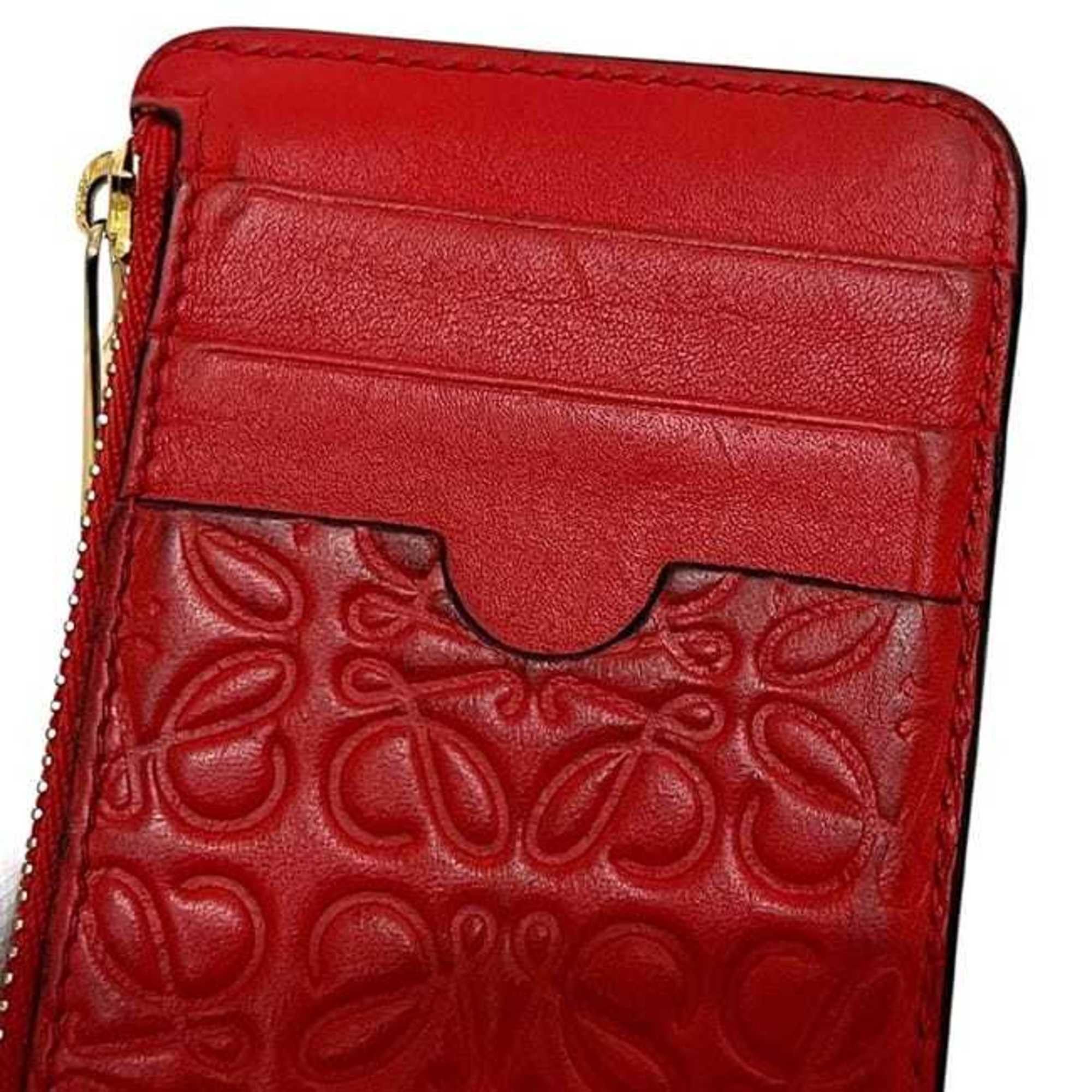 Loewe Loewe coin case ec-24453, red, repeat anagram pattern C499Z40X04, L-shaped, leather, embossed, engraved, mini wallet, for men and women, 051703 Size ONE SIZE - 8 Thumbnail