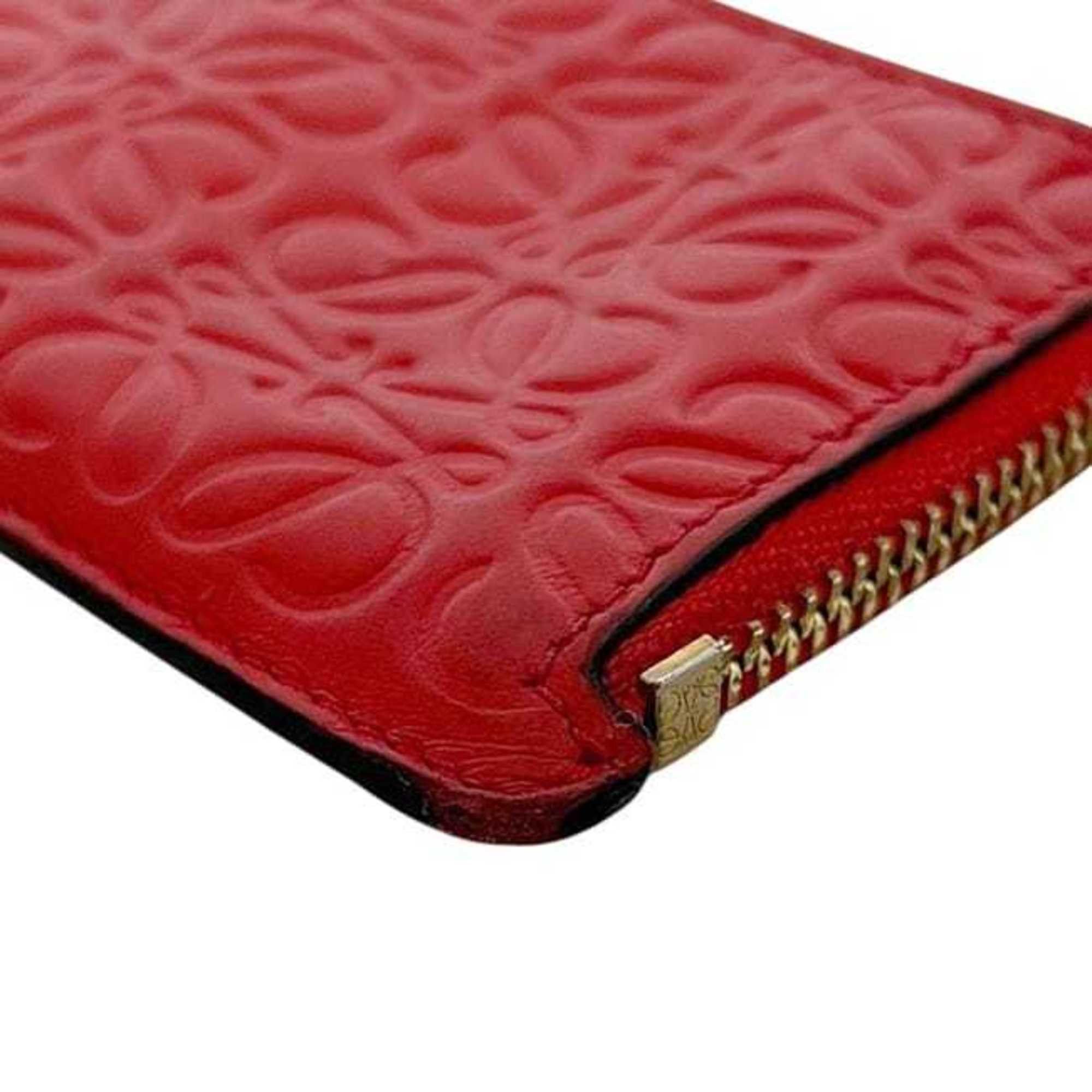Loewe Loewe coin case ec-24453, red, repeat anagram pattern C499Z40X04, L-shaped, leather, embossed, engraved, mini wallet, for men and women, 051703 Size ONE SIZE - 9 Thumbnail
