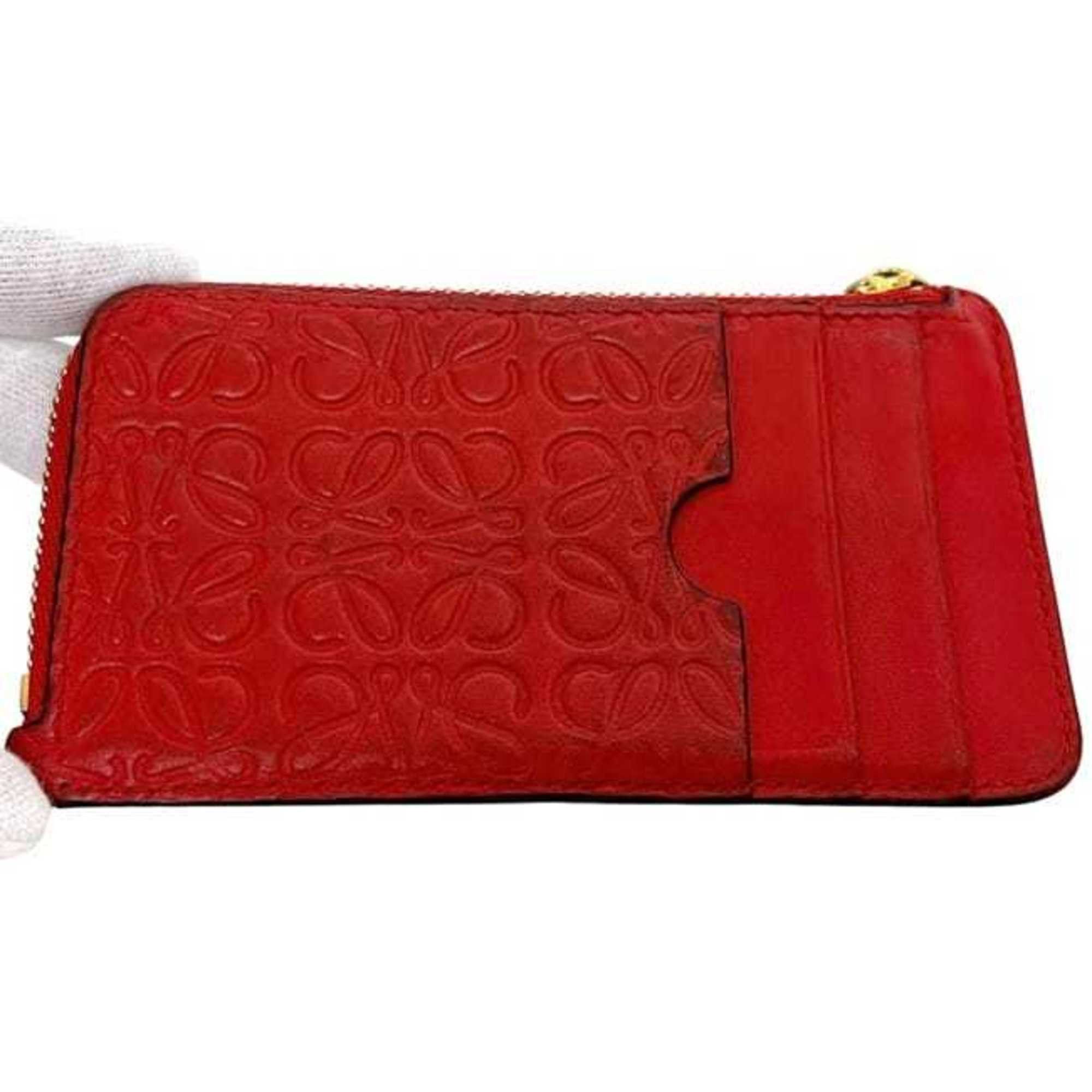 Loewe Loewe coin case ec-24453, red, repeat anagram pattern C499Z40X04, L-shaped, leather, embossed, engraved, mini wallet, for men and women, 051703 Size ONE SIZE - 7 Thumbnail
