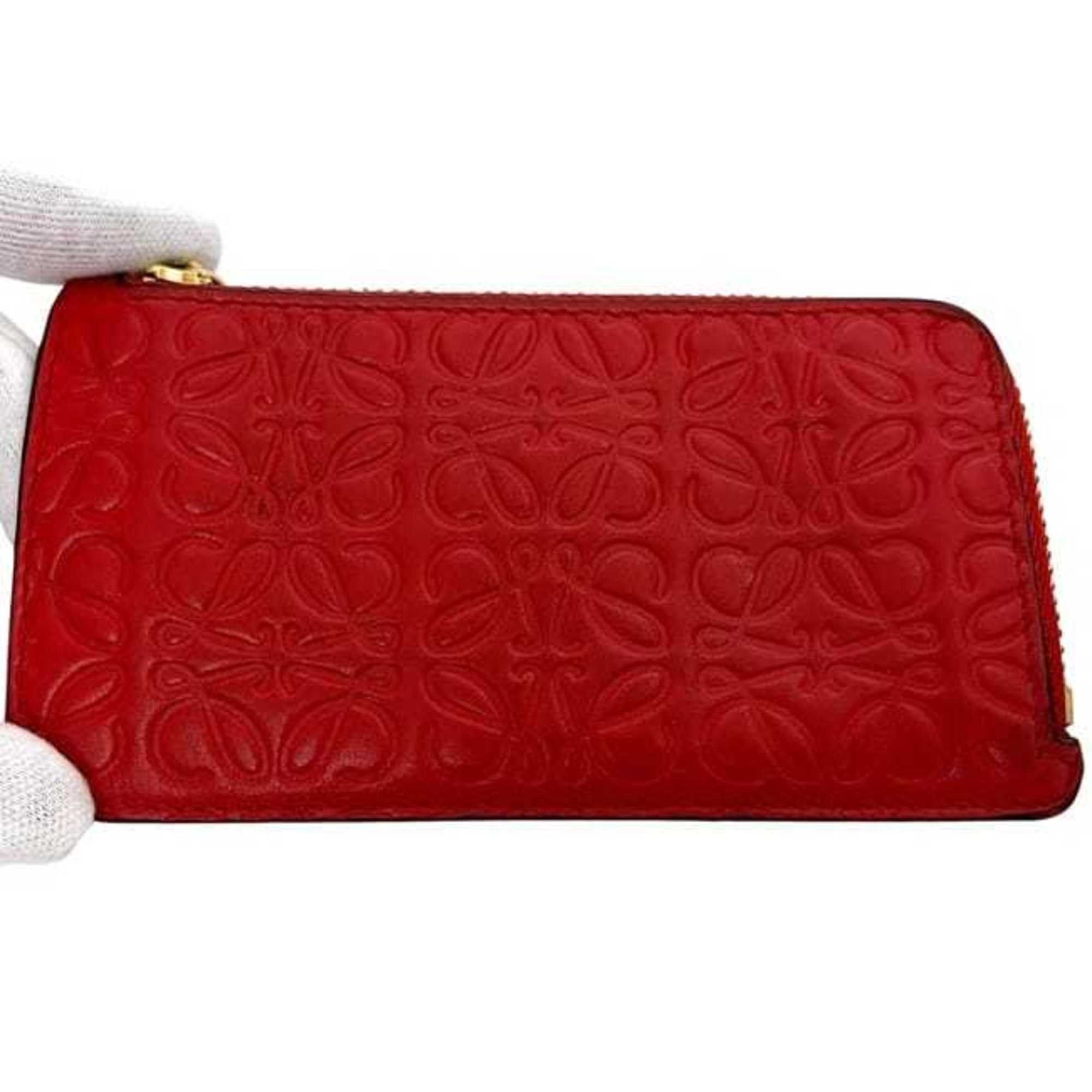 Loewe Loewe coin case ec-24453, red, repeat anagram pattern C499Z40X04, L-shaped, leather, embossed, engraved, mini wallet, for men and women, 051703 Size ONE SIZE - 6 Thumbnail