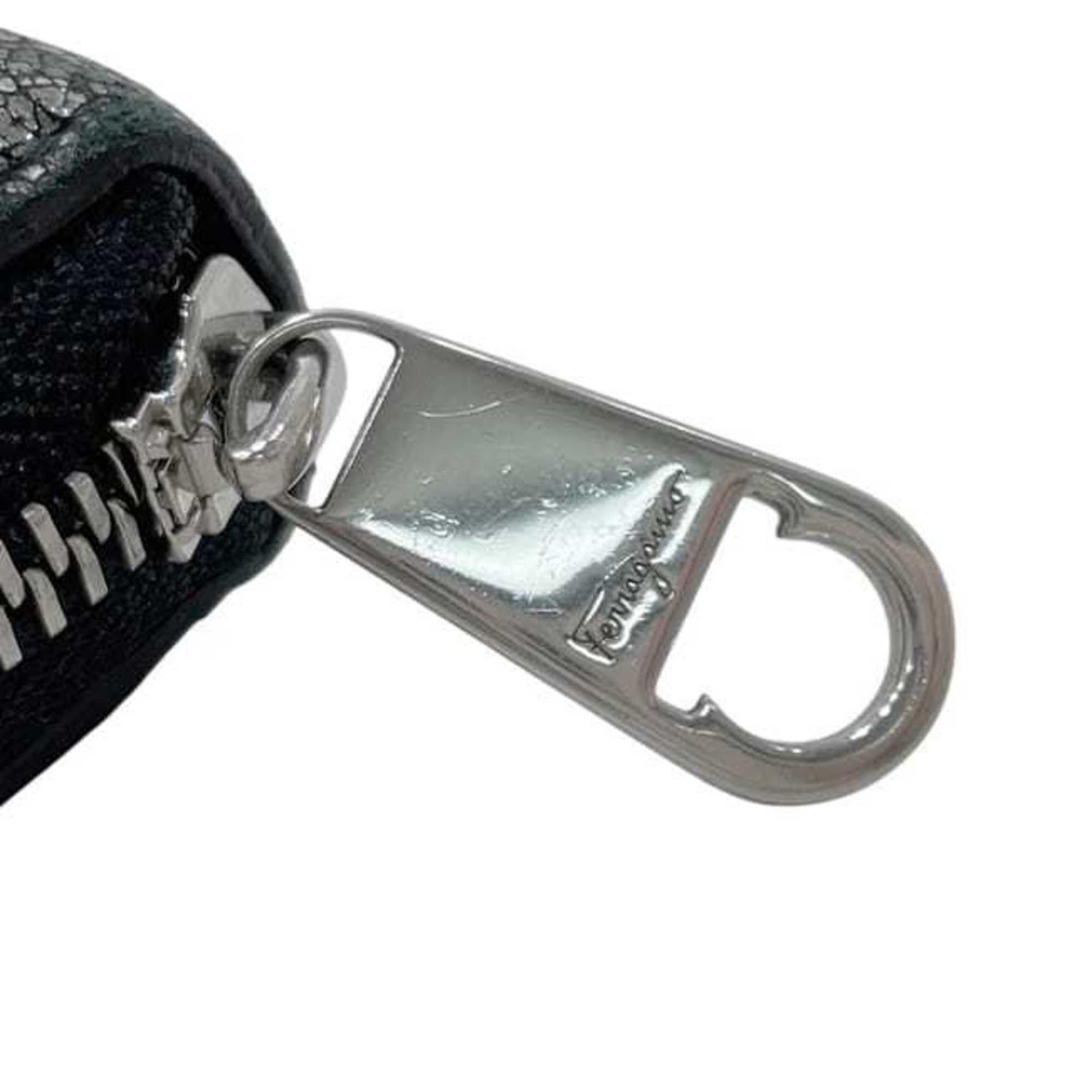 Salvatore Ferragamo Salvatore Ferragamo round long wallet ec-24560 metallic silver Gancini JL-22 D291 leather with hardware and glitter. Size ONE SIZE - 7 Thumbnail