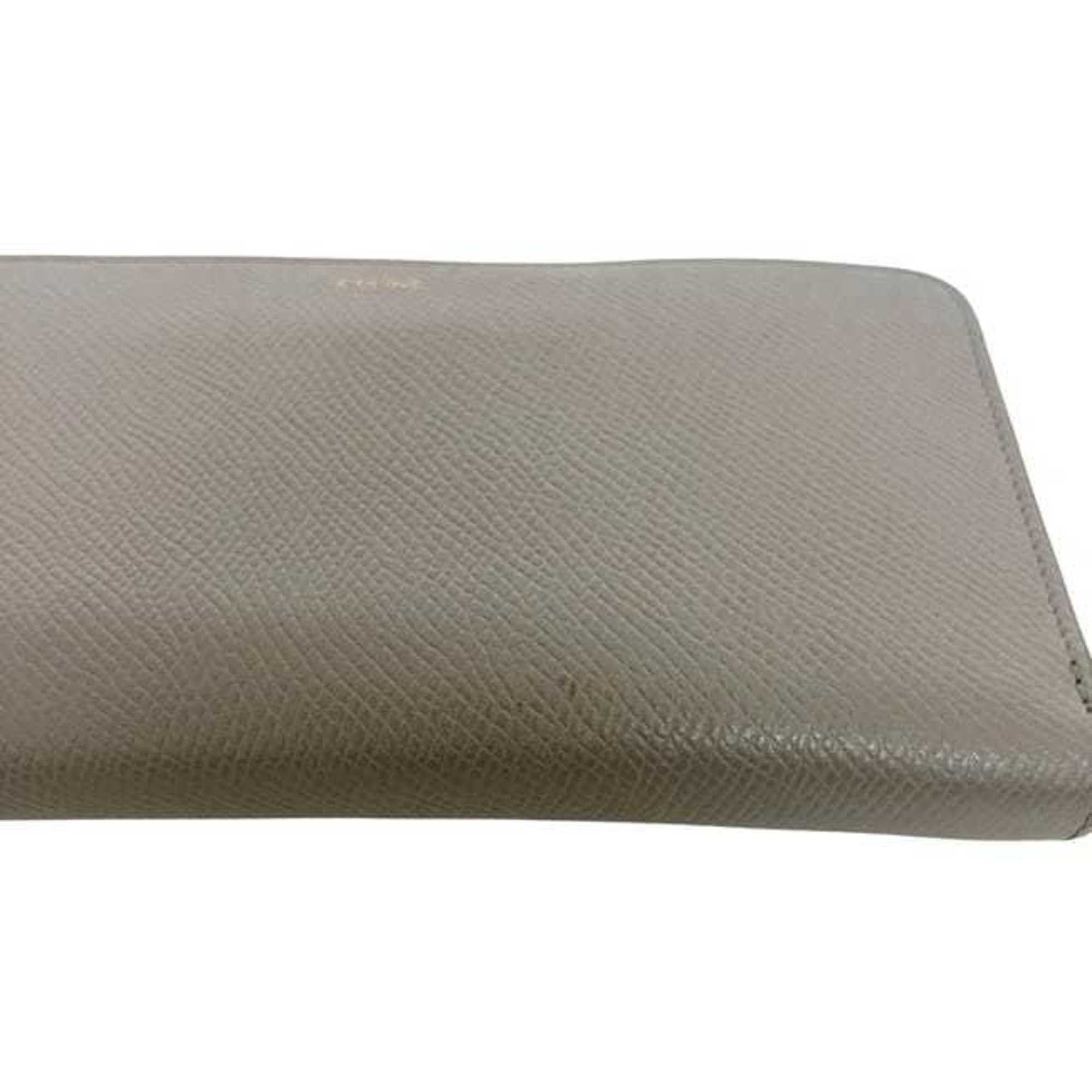Celine Celine Round Large Zip Wallet (ec-24472) Gray (10B553BEL.10BL) Leather (S-SD-3241) CELINE Grained Long for Men and Women Size ONE SIZE - 10 Thumbnail