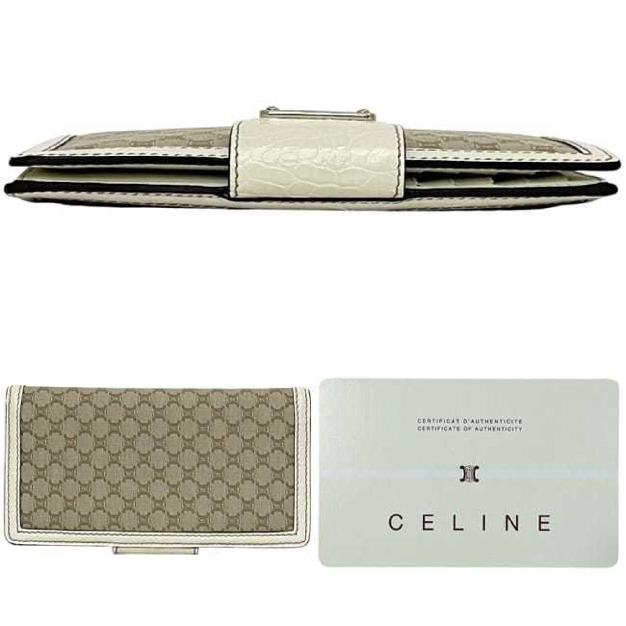 Celine Celine Bifold Long Wallet ec-24585 Beige White Macadam Canvas Leather PP-ST-0087 CELINE Plated Hardware for Men and Women Size ONE SIZE - 3 Thumbnail