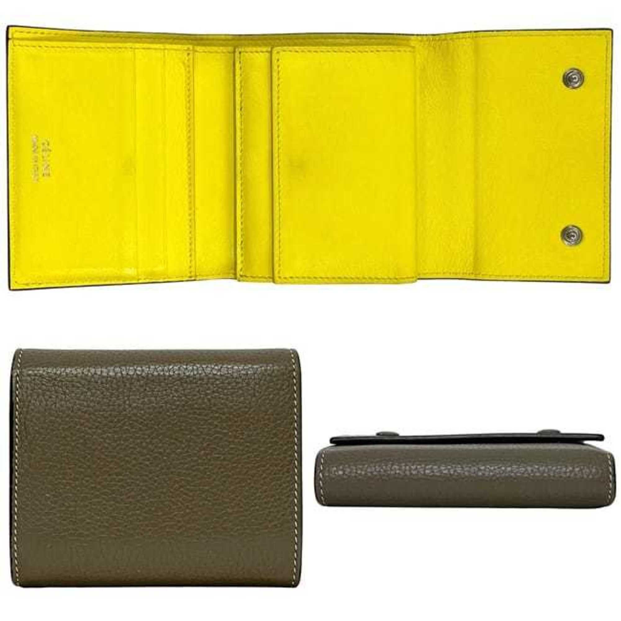 Celine Celine Small Trifold Wallet ec-24531 Gray/Yellow 104903XFL.09SO Folding Leather U-PG-0197 CELINE Compact Mini Gray Women's/Men's Size ONE SIZE - 3 Thumbnail