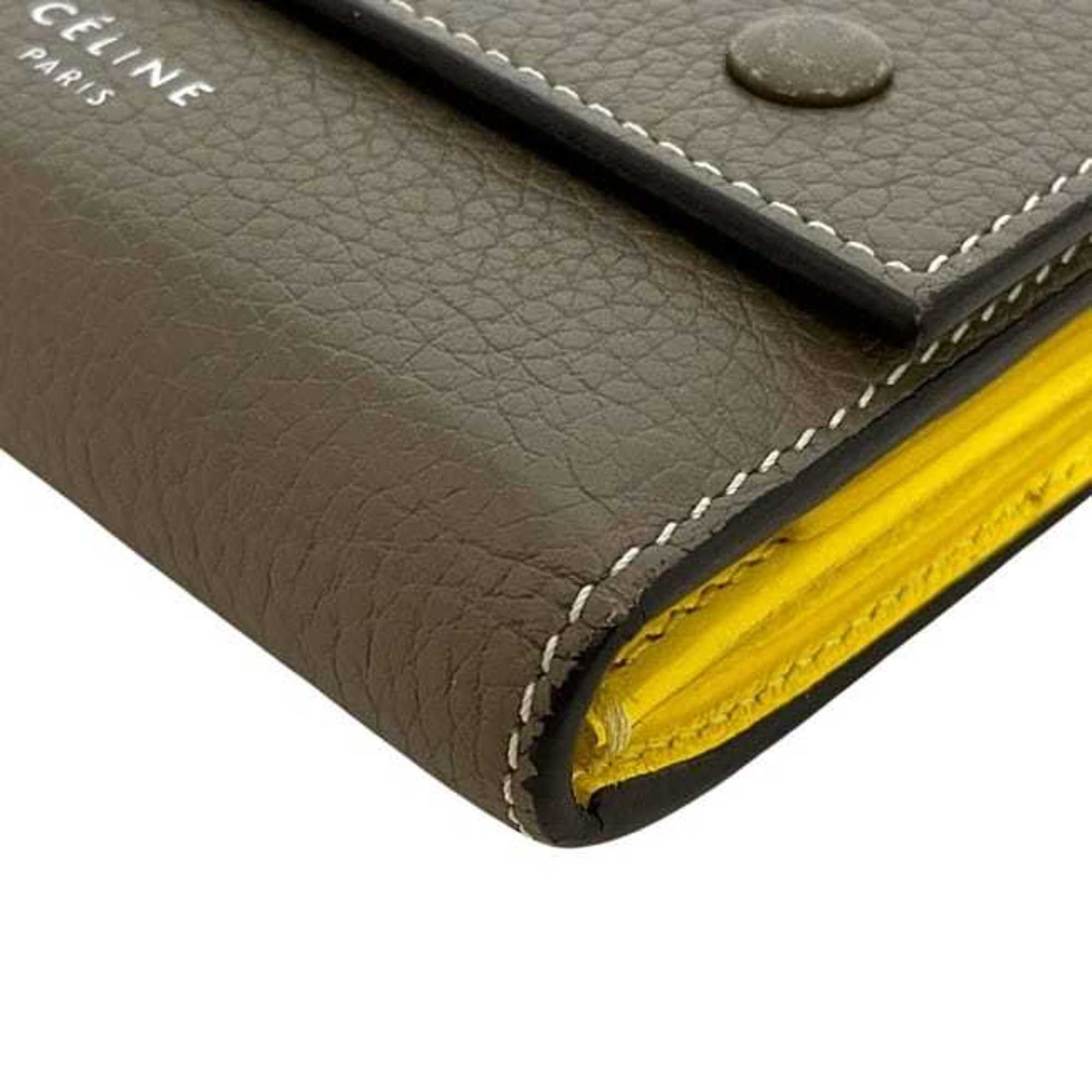 Celine Celine Small Trifold Wallet ec-24531 Gray/Yellow 104903XFL.09SO Folding Leather U-PG-0197 CELINE Compact Mini Gray Women's/Men's Size ONE SIZE - 9 Thumbnail