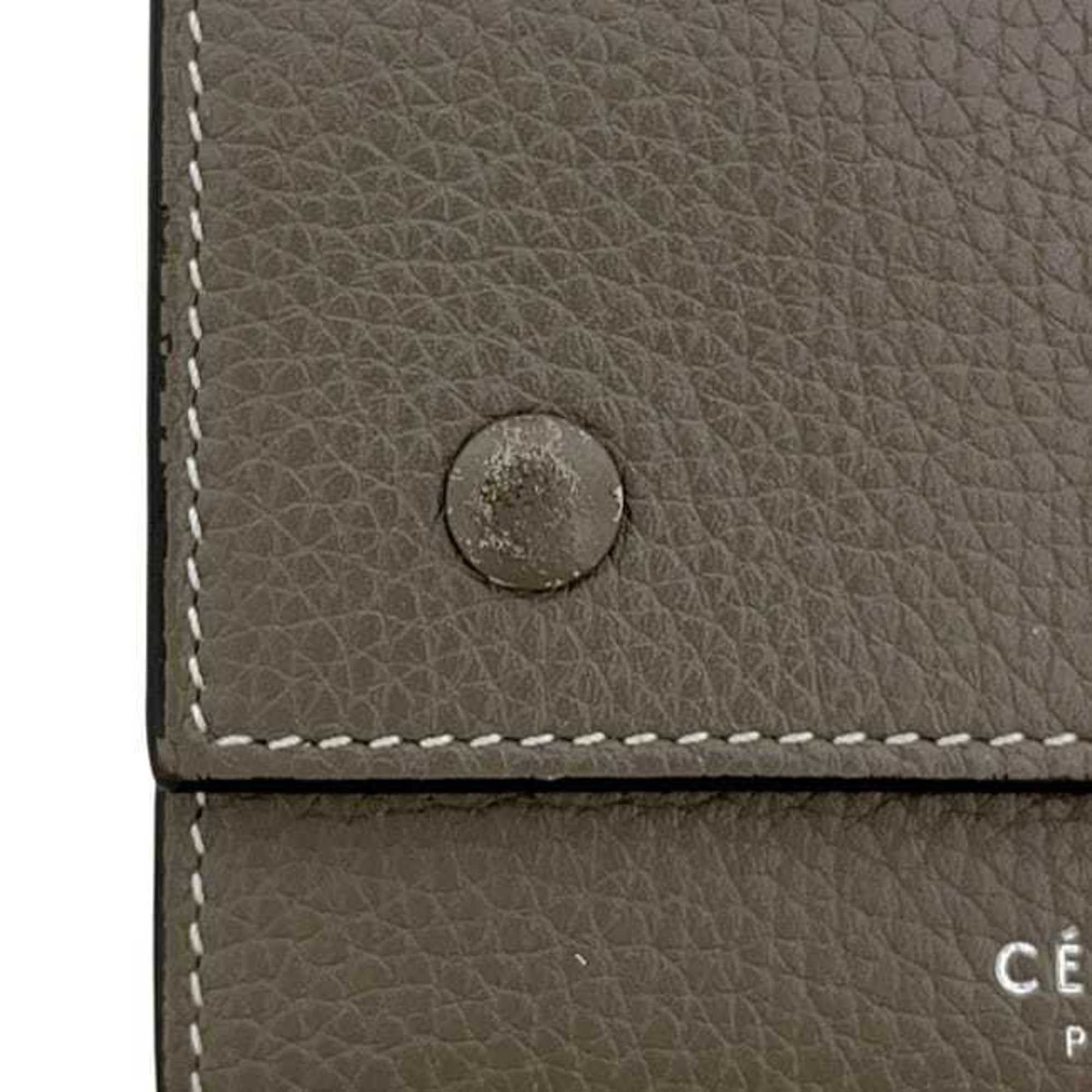 Celine Celine Small Trifold Wallet ec-24531 Gray/Yellow 104903XFL.09SO Folding Leather U-PG-0197 CELINE Compact Mini Gray Women's/Men's Size ONE SIZE - 11 Thumbnail