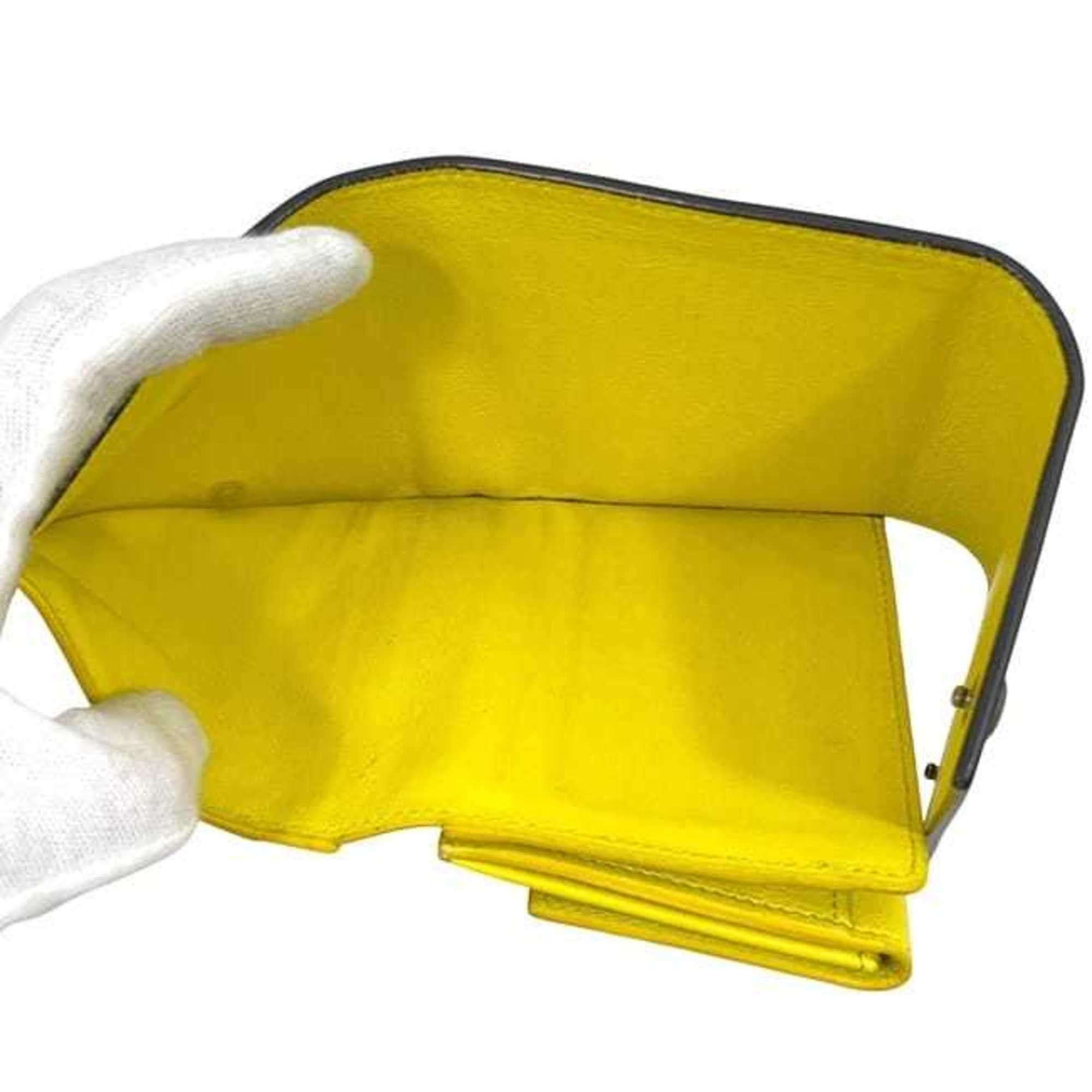 Celine Celine Small Trifold Wallet ec-24531 Gray/Yellow 104903XFL.09SO Folding Leather U-PG-0197 CELINE Compact Mini Gray Women's/Men's Size ONE SIZE - 4 Thumbnail