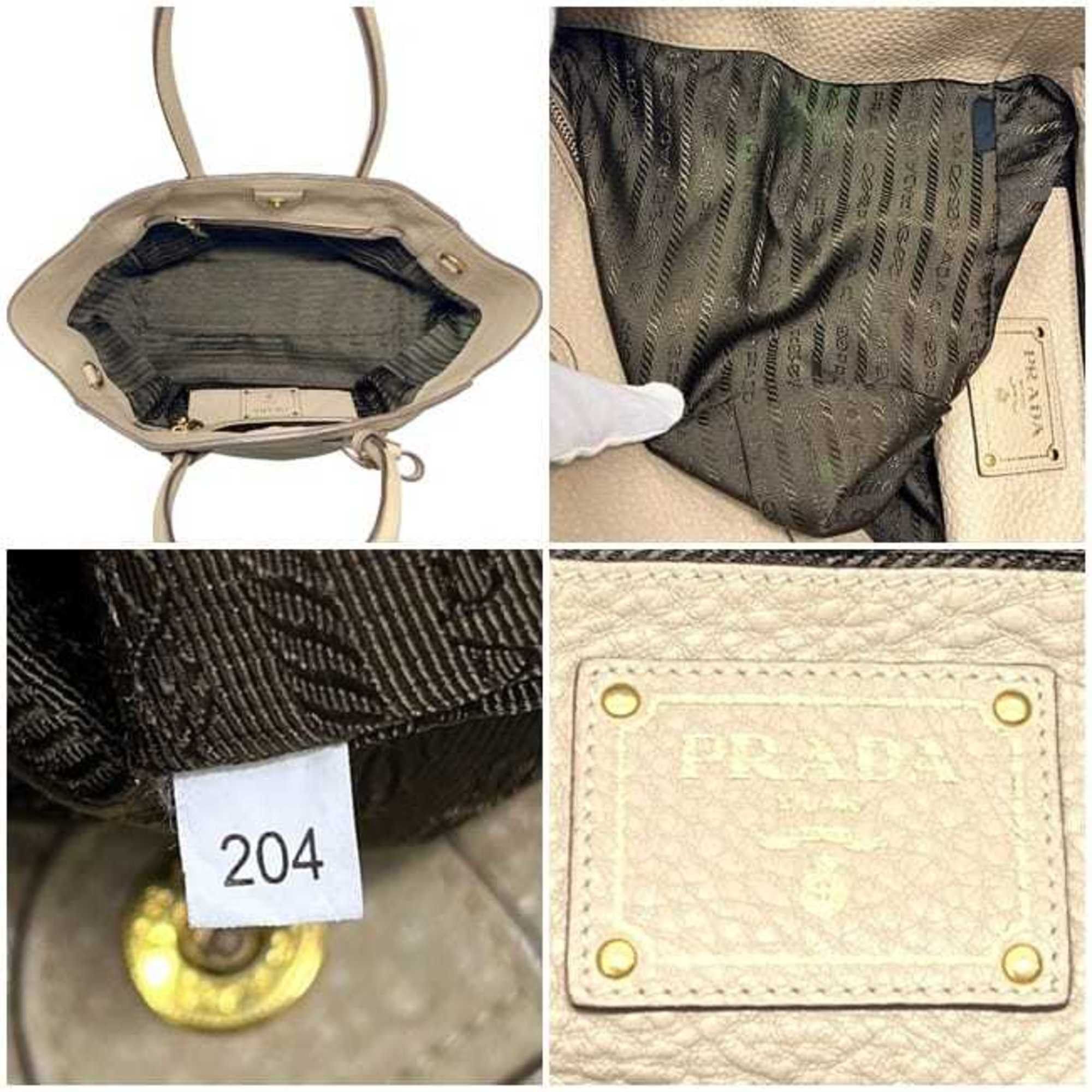 Prada Prada 2-way bag f-24518 Beige SABBIA BN2795 Leather Vitello Dino 204 PRADA Handbag Crossbody Shoulder Bag Triangle Plate Women's Men's Size ONE SIZE - 4 Thumbnail