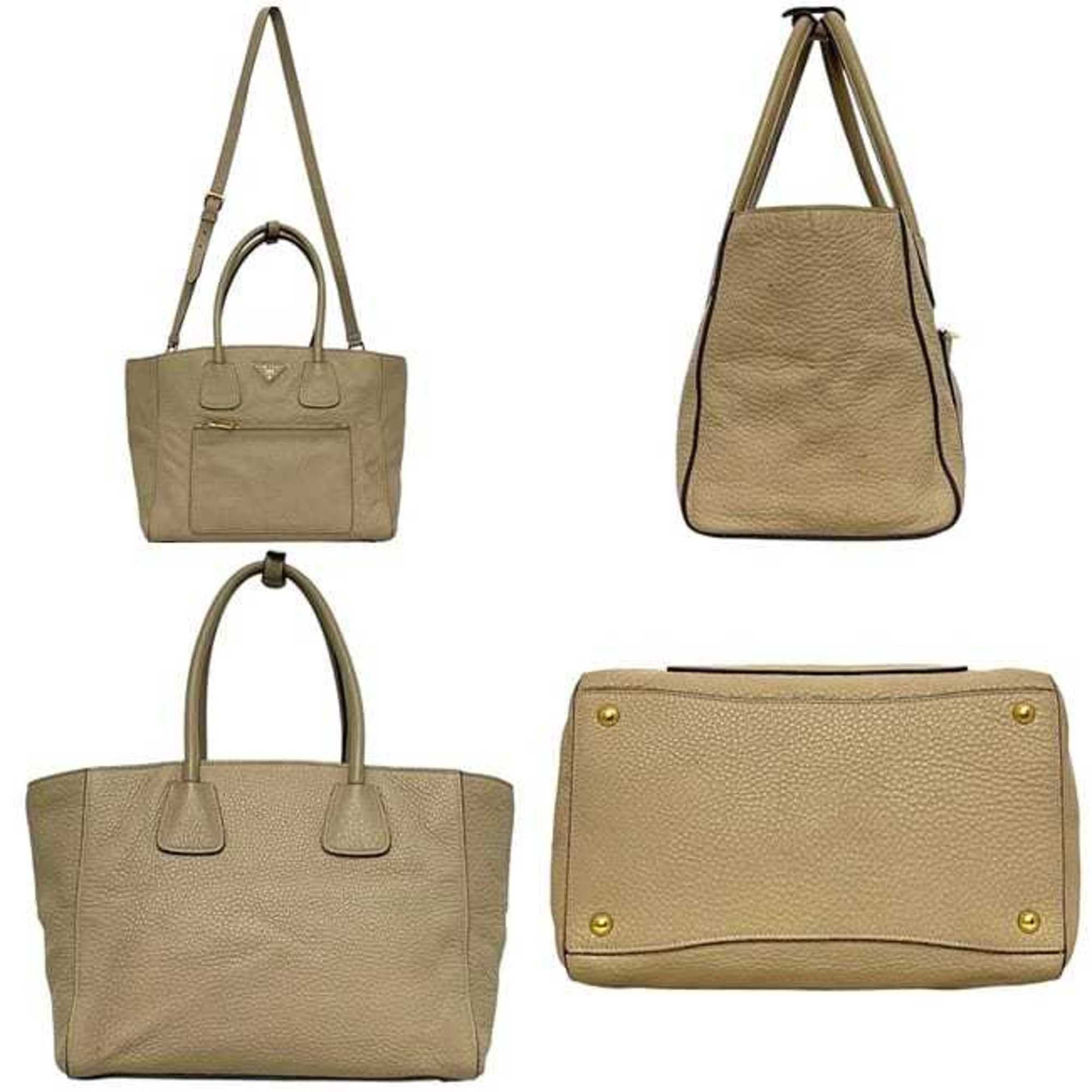 Prada Prada 2-way bag f-24518 Beige SABBIA BN2795 Leather Vitello Dino 204 PRADA Handbag Crossbody Shoulder Bag Triangle Plate Women's Men's Size ONE SIZE - 3 Thumbnail