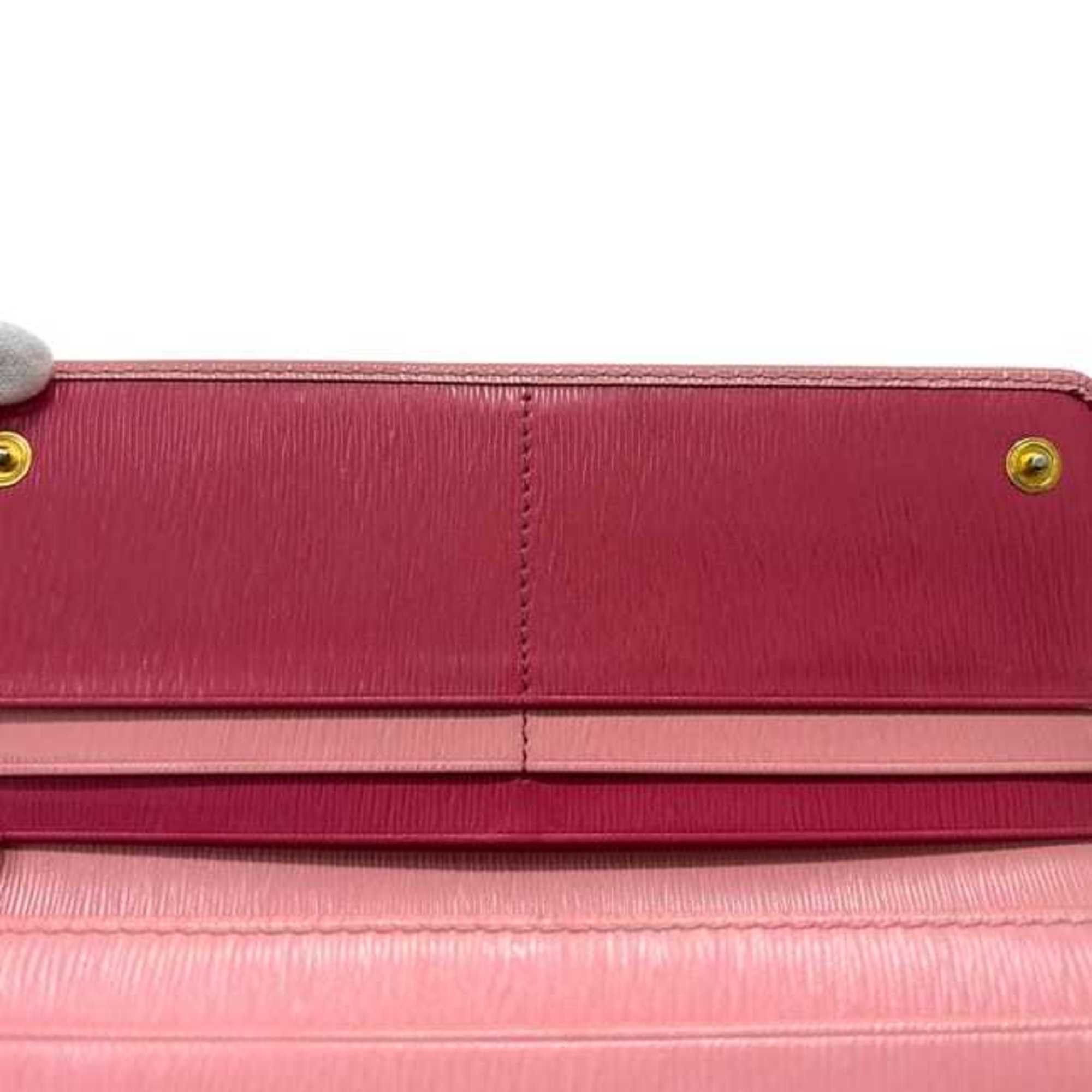 Prada Prada bifold long wallet ec-24468 pink 1MH132 leather with Vitello Move 236 PRADA gold hardware, pass and card slots, women's hardware Size ONE SIZE - 8 Thumbnail