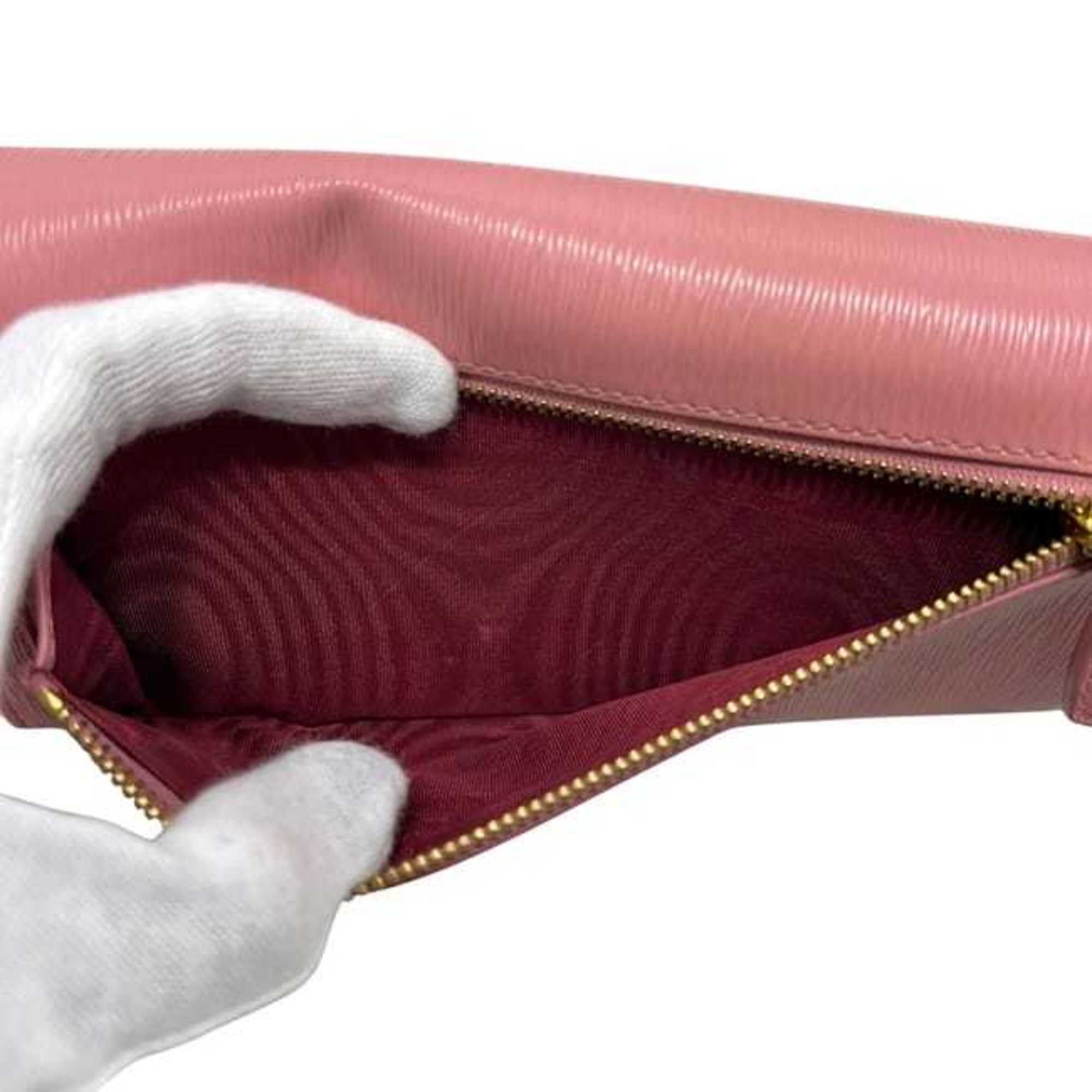 Prada Prada bifold long wallet ec-24468 pink 1MH132 leather with Vitello Move 236 PRADA gold hardware, pass and card slots, women's hardware Size ONE SIZE - 11 Thumbnail