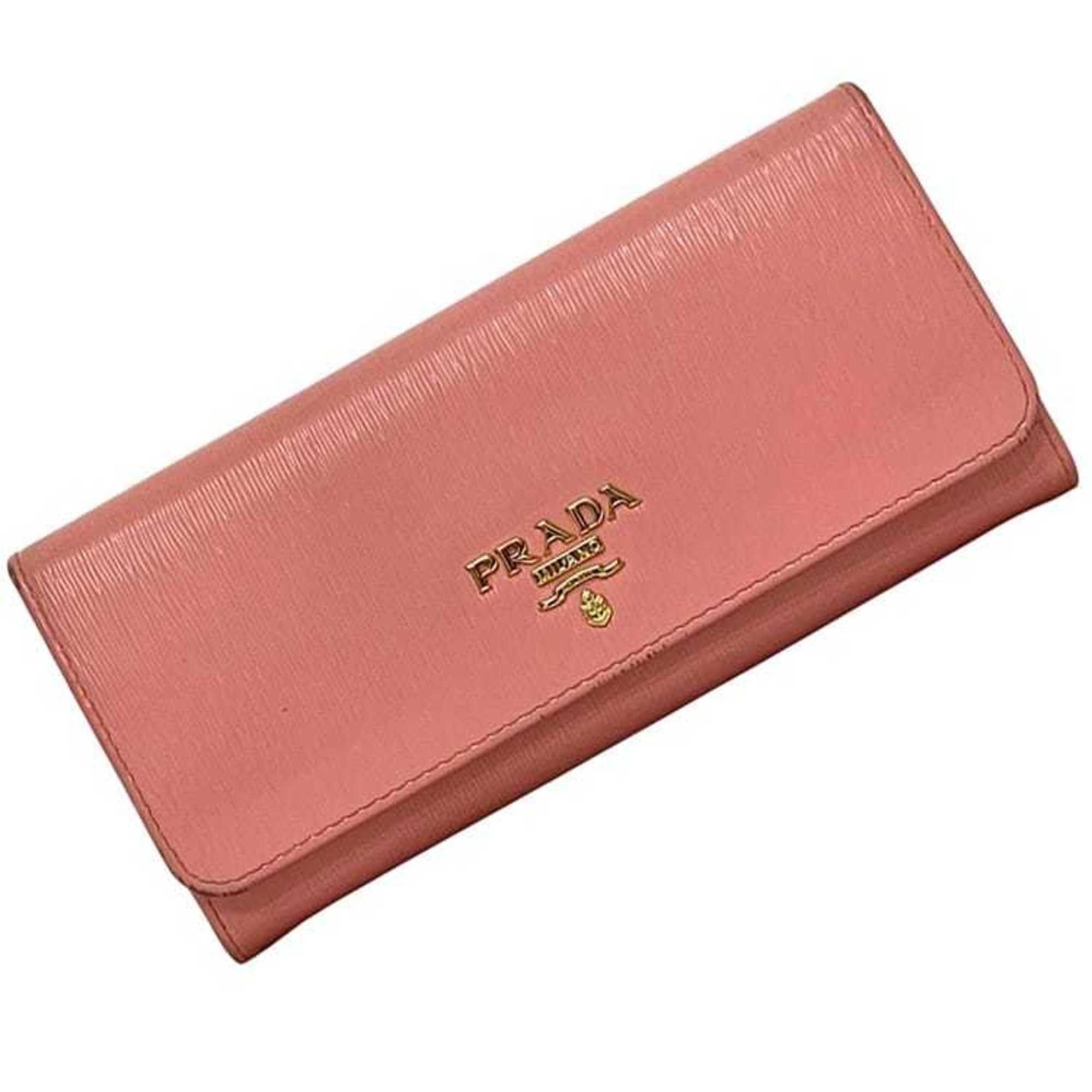 Prada Prada bifold long wallet ec-24468 pink 1MH132 leather with Vitello Move 236 PRADA gold hardware, pass and card slots, women's hardware Size ONE SIZE - 2 Thumbnail