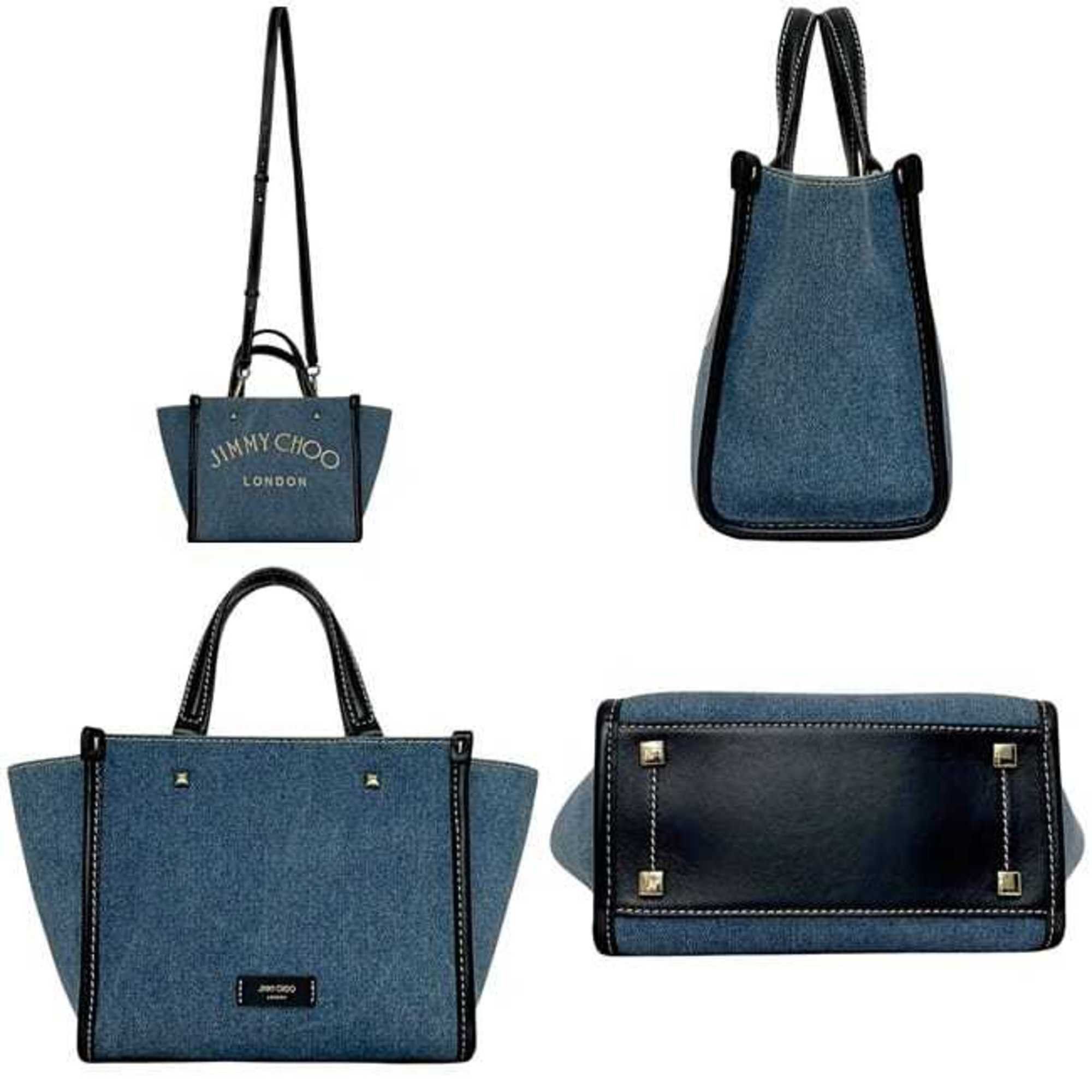 Jimmy Choo Jimmy Choo 2-way bag f-24513 denim blue navy JI1630AW001266 washed leather 55SG JIMMY CHOO handbag crossbody shoulder embroidered women's Size ONE SIZE - 3 Thumbnail