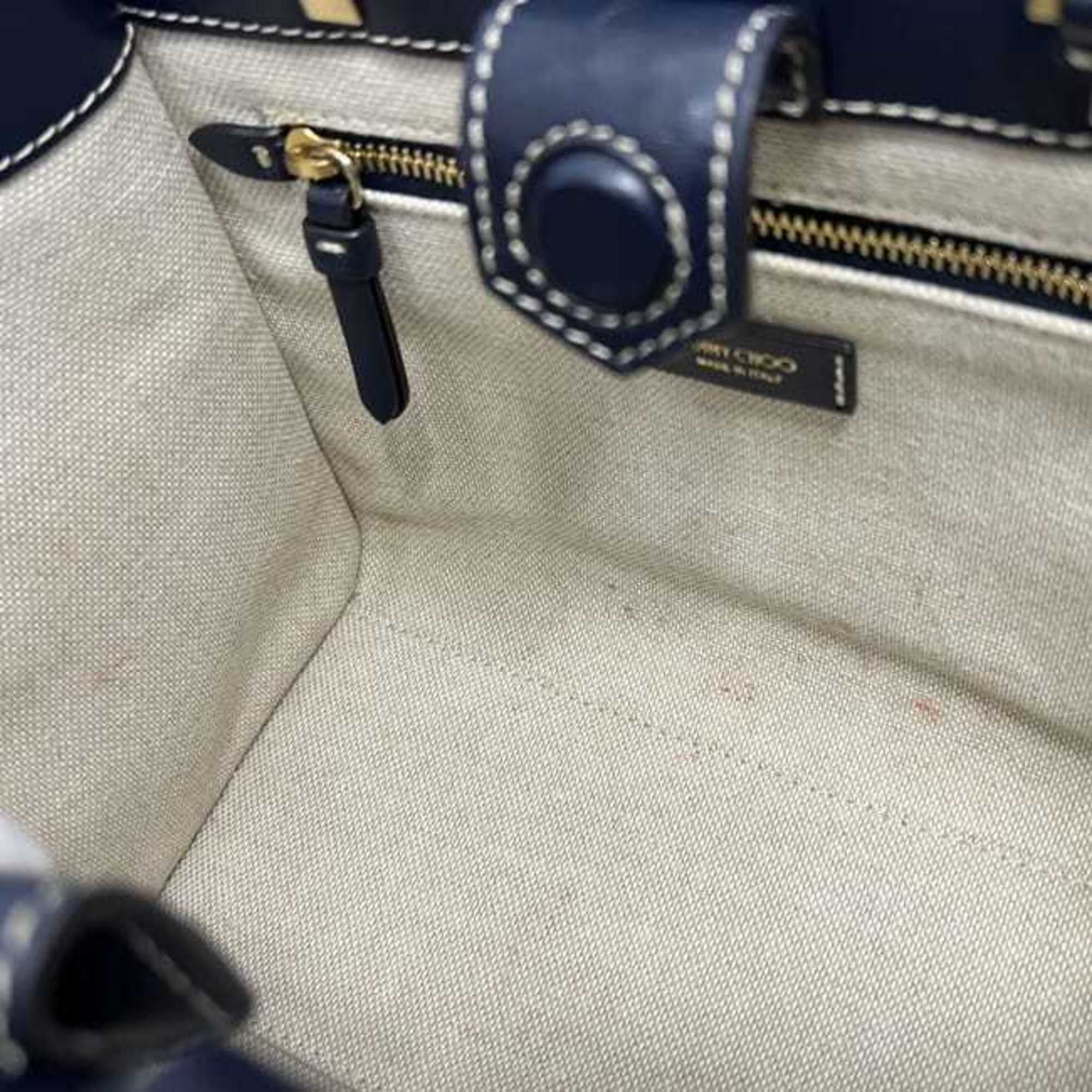 Jimmy Choo Jimmy Choo 2-way bag f-24513 denim blue navy JI1630AW001266 washed leather 55SG JIMMY CHOO handbag crossbody shoulder embroidered women's Size ONE SIZE - 5 Thumbnail