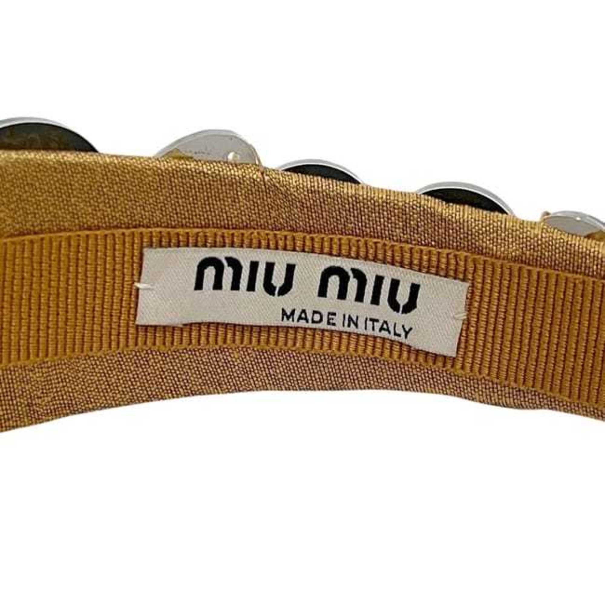 Miu Miu Miu Miu Miu headband ec-24536 beige silver canvas plastic hair mirror dot women's Size ONE SIZE - 6 Thumbnail