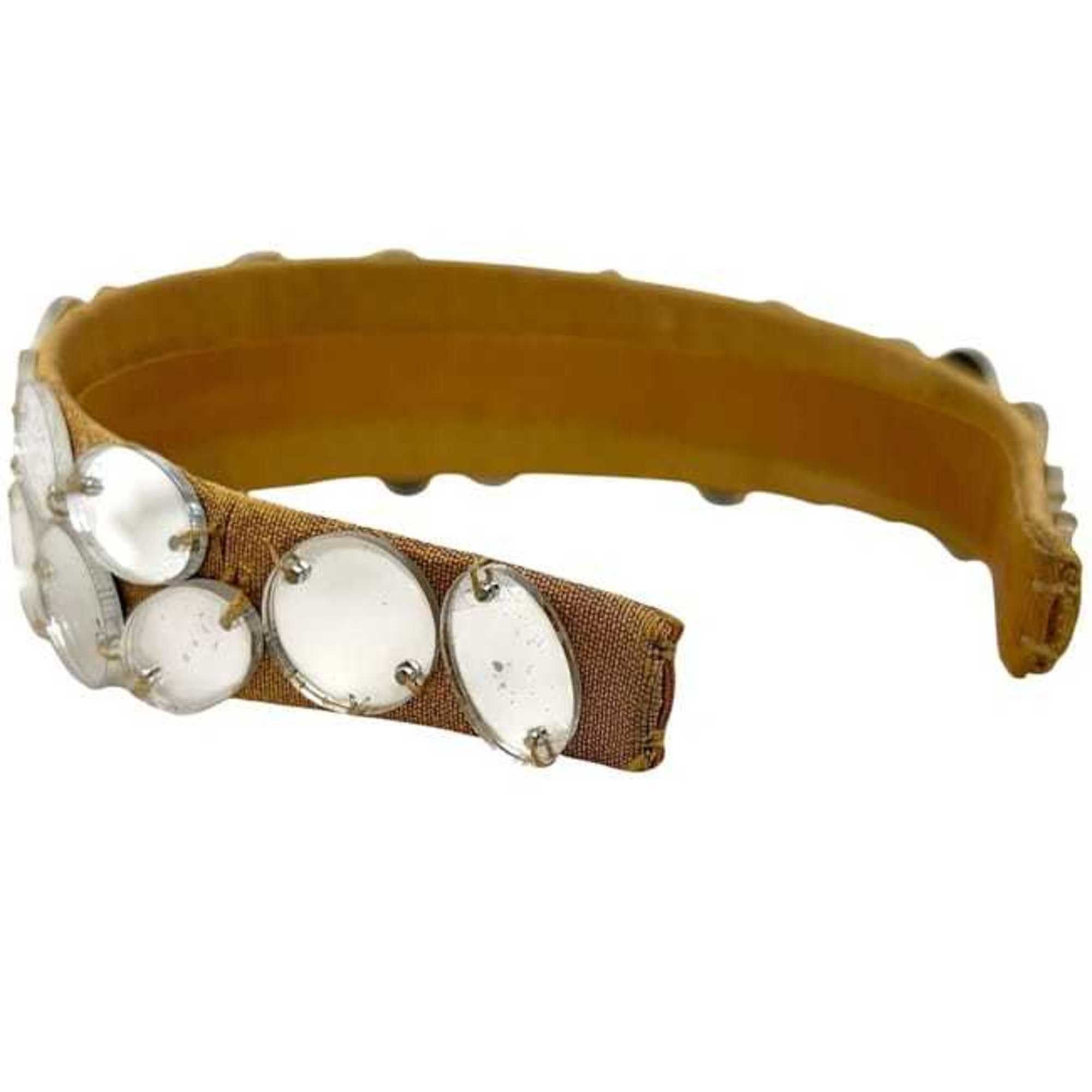Miu Miu Miu Miu Miu headband ec-24536 beige silver canvas plastic hair mirror dot women's Size ONE SIZE - 5 Thumbnail