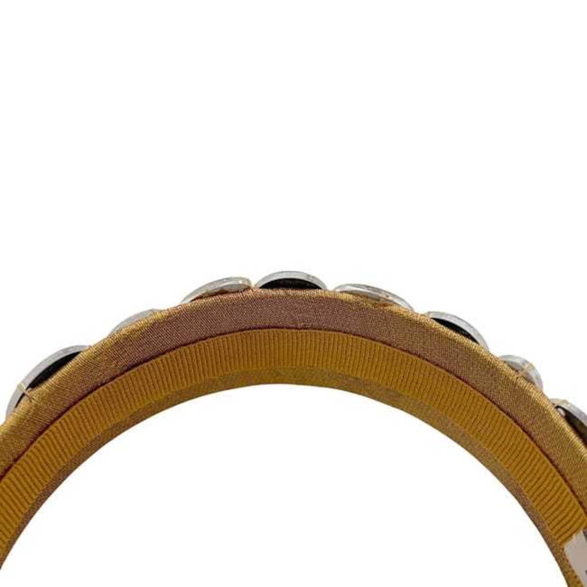 Miu Miu Miu Miu Miu headband ec-24536 beige silver canvas plastic hair mirror dot women's Size ONE SIZE - 8 Thumbnail
