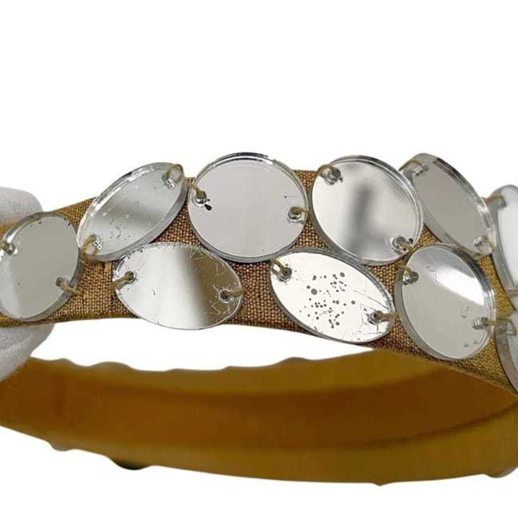 Miu Miu Miu Miu Miu headband ec-24536 beige silver canvas plastic hair mirror dot women's Size ONE SIZE - 10 Thumbnail