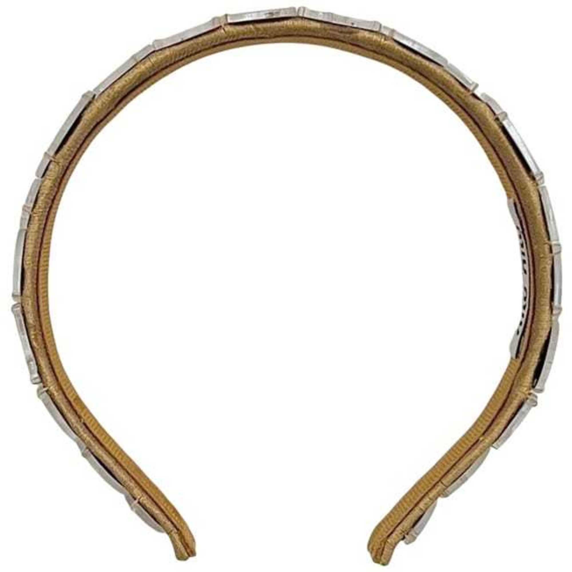 Miu Miu Miu Miu Miu headband ec-24536 beige silver canvas plastic hair mirror dot women's Size ONE SIZE - 4 Thumbnail