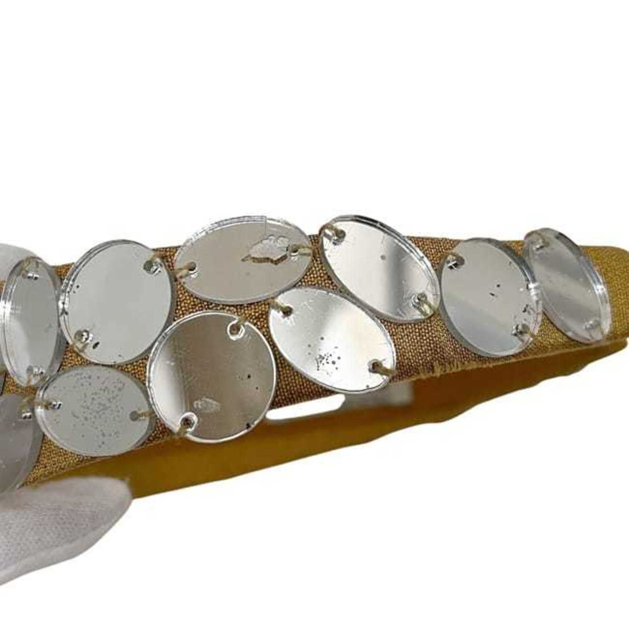 Miu Miu Miu Miu Miu headband ec-24536 beige silver canvas plastic hair mirror dot women's Size ONE SIZE - 9 Thumbnail