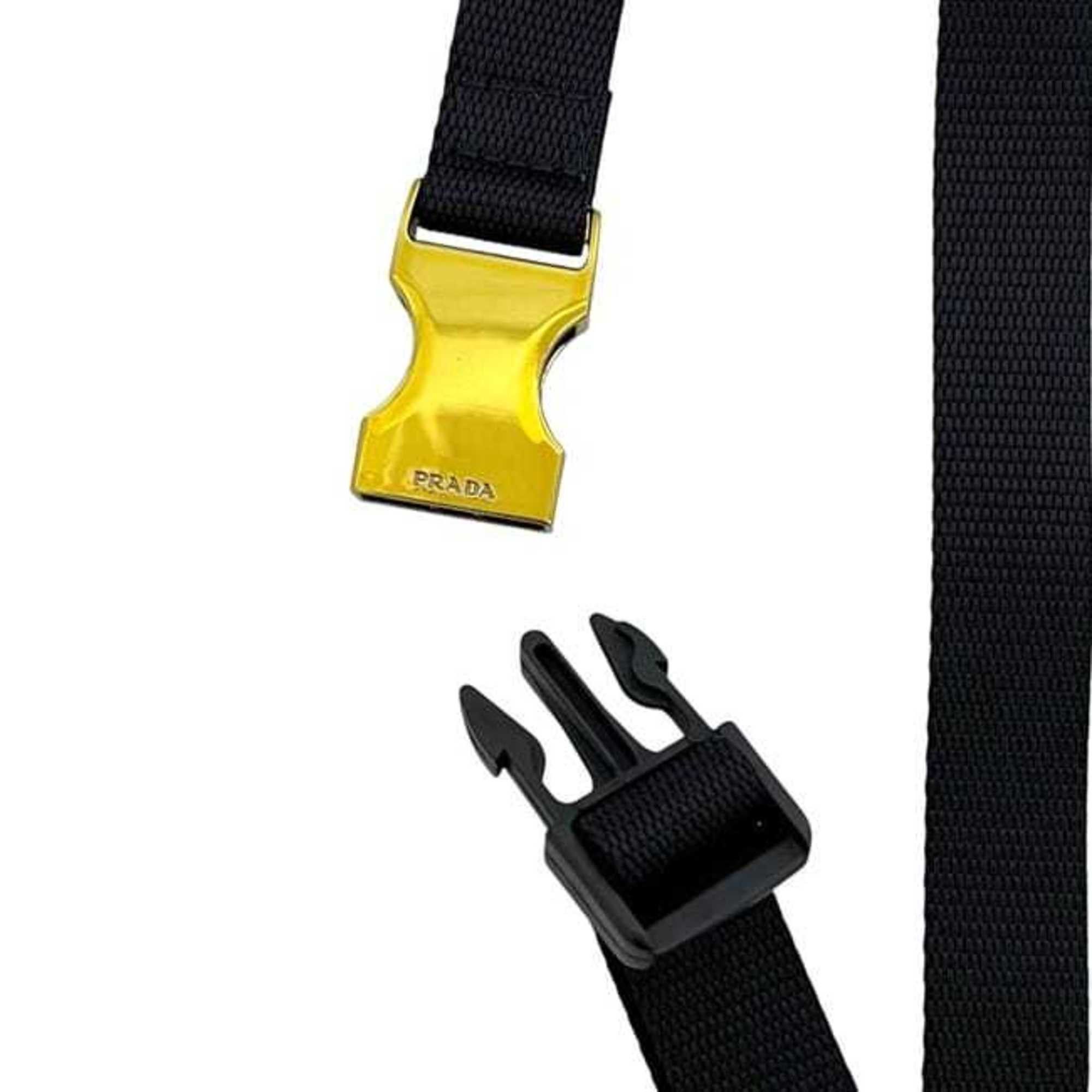 Prada Prada neck strap ec-24485 Black Yellow COLORI VARI 9Y0WM7 Unused nylon and Saffiano leather strap, two-tone black, for men women Size ONE SIZE - 6 Thumbnail