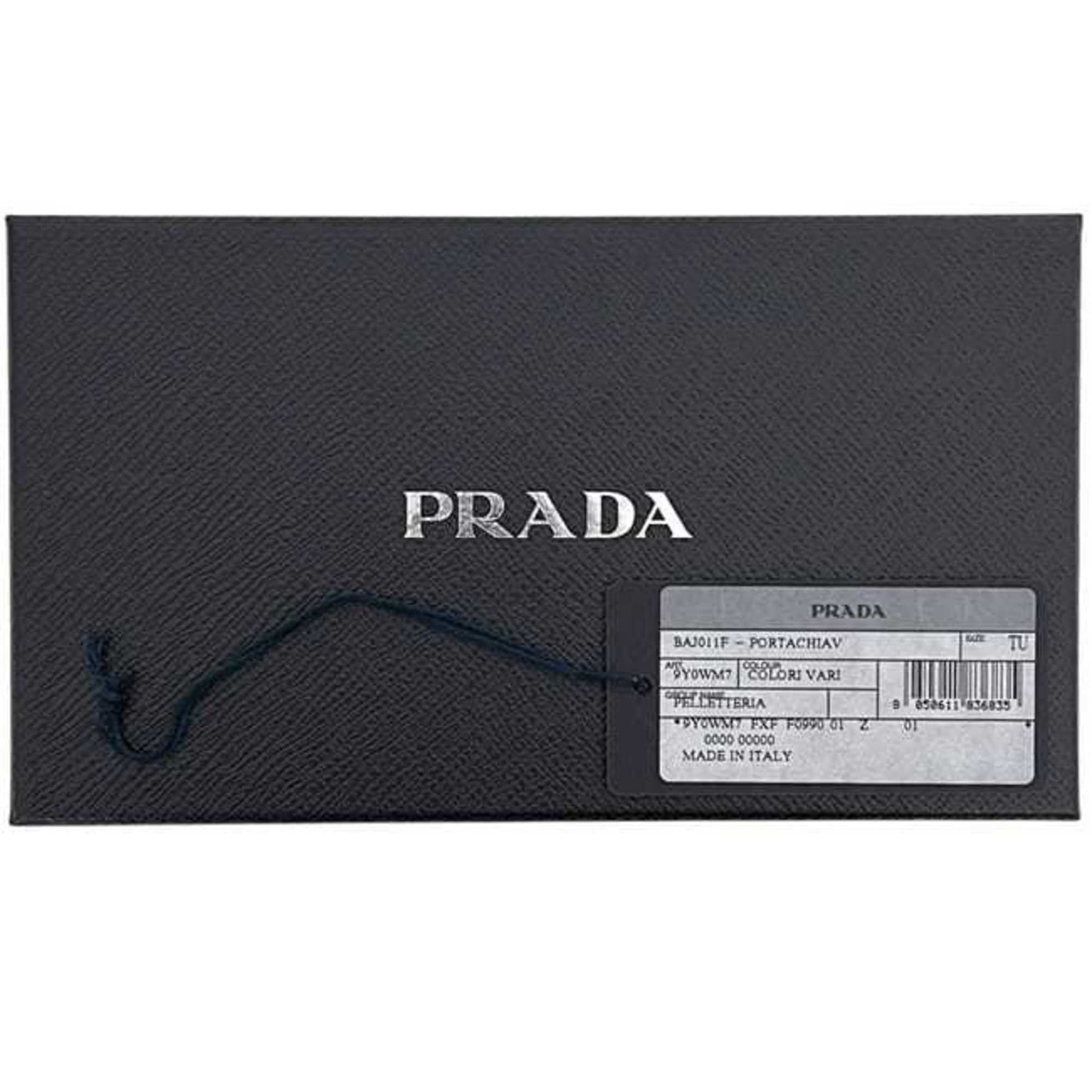Prada Prada neck strap ec-24485 Black Yellow COLORI VARI 9Y0WM7 Unused nylon and Saffiano leather strap, two-tone black, for men women Size ONE SIZE - 10 Thumbnail